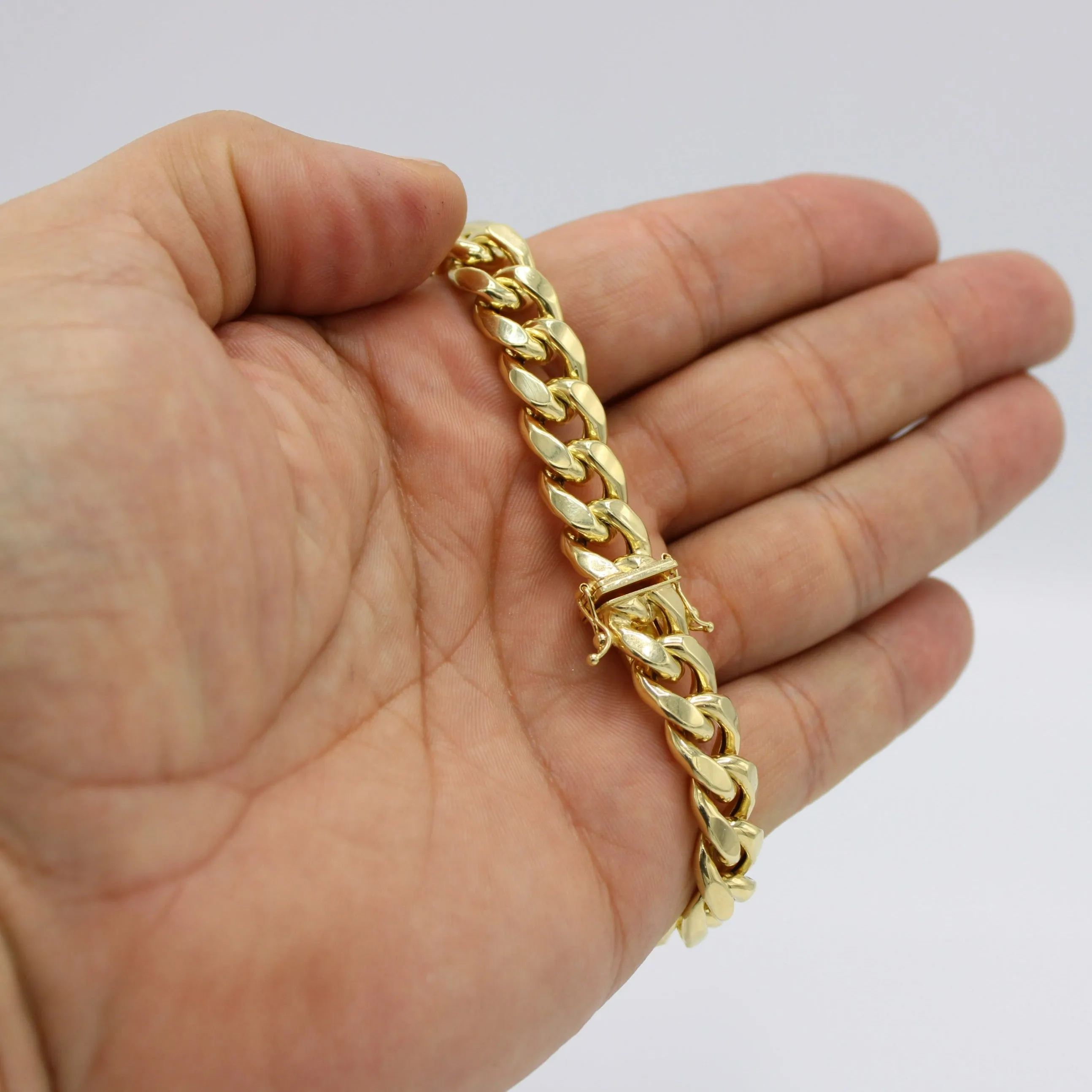 14K Semi-Solid Miami Cuban Bracelet  \\ 10.5 mm \\