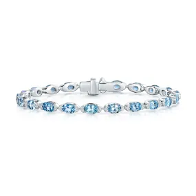 18ct White Gold Aquamarine And Diamond Bracelet