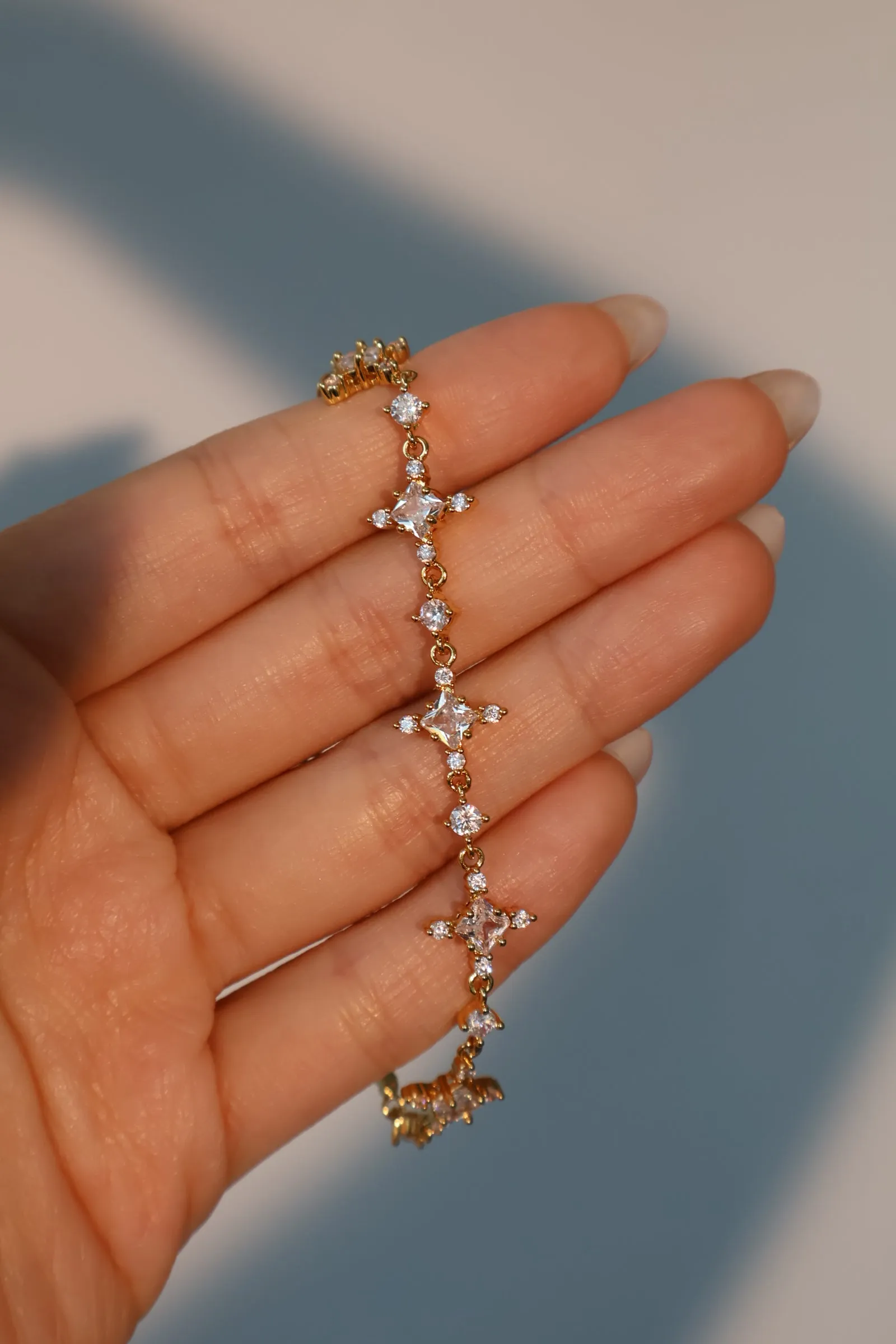 18K Real Gold Plated Multi Diamond Cross Bracelet