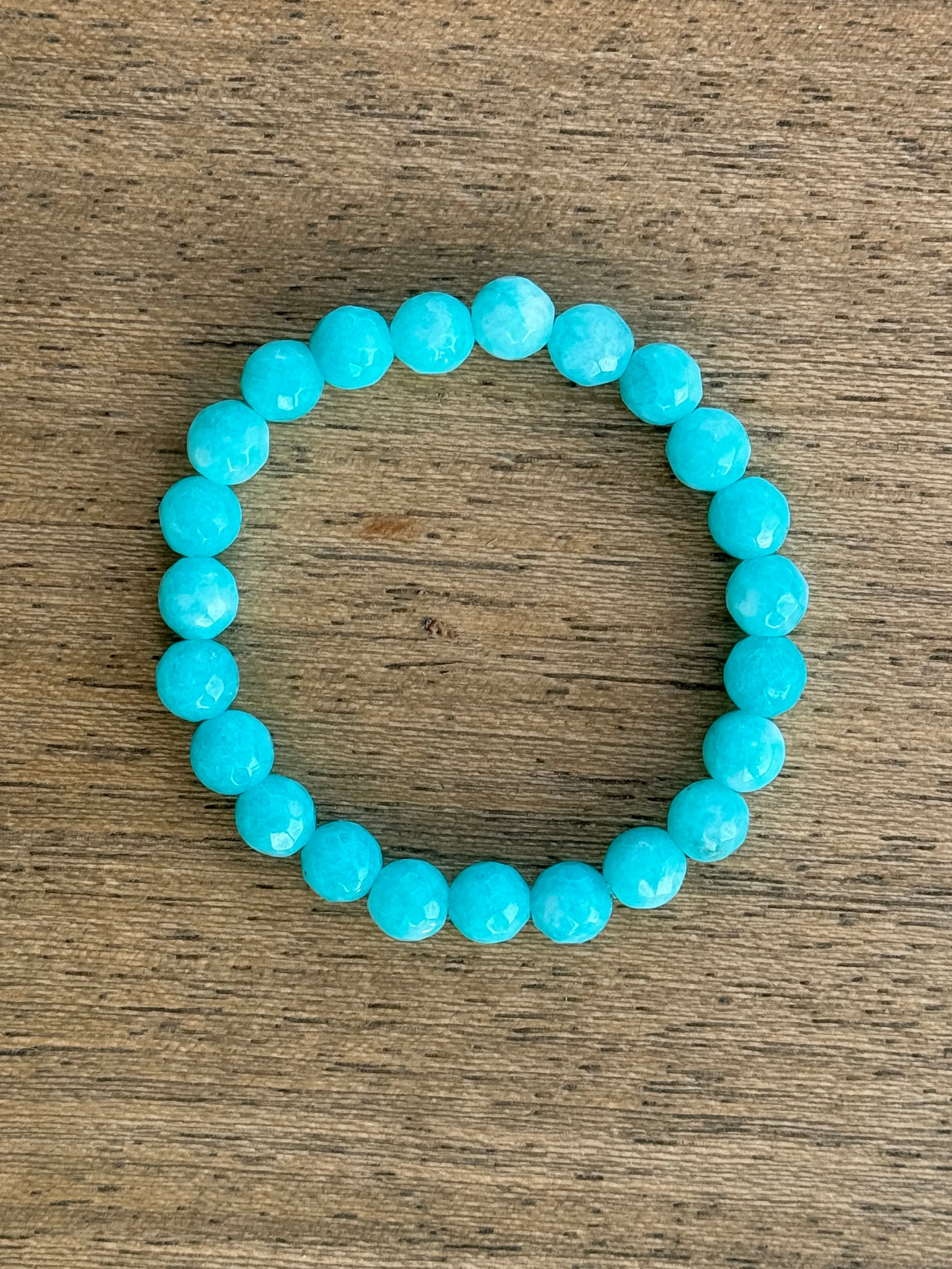 Aqua Faceted Jade 8mm Bracelet
