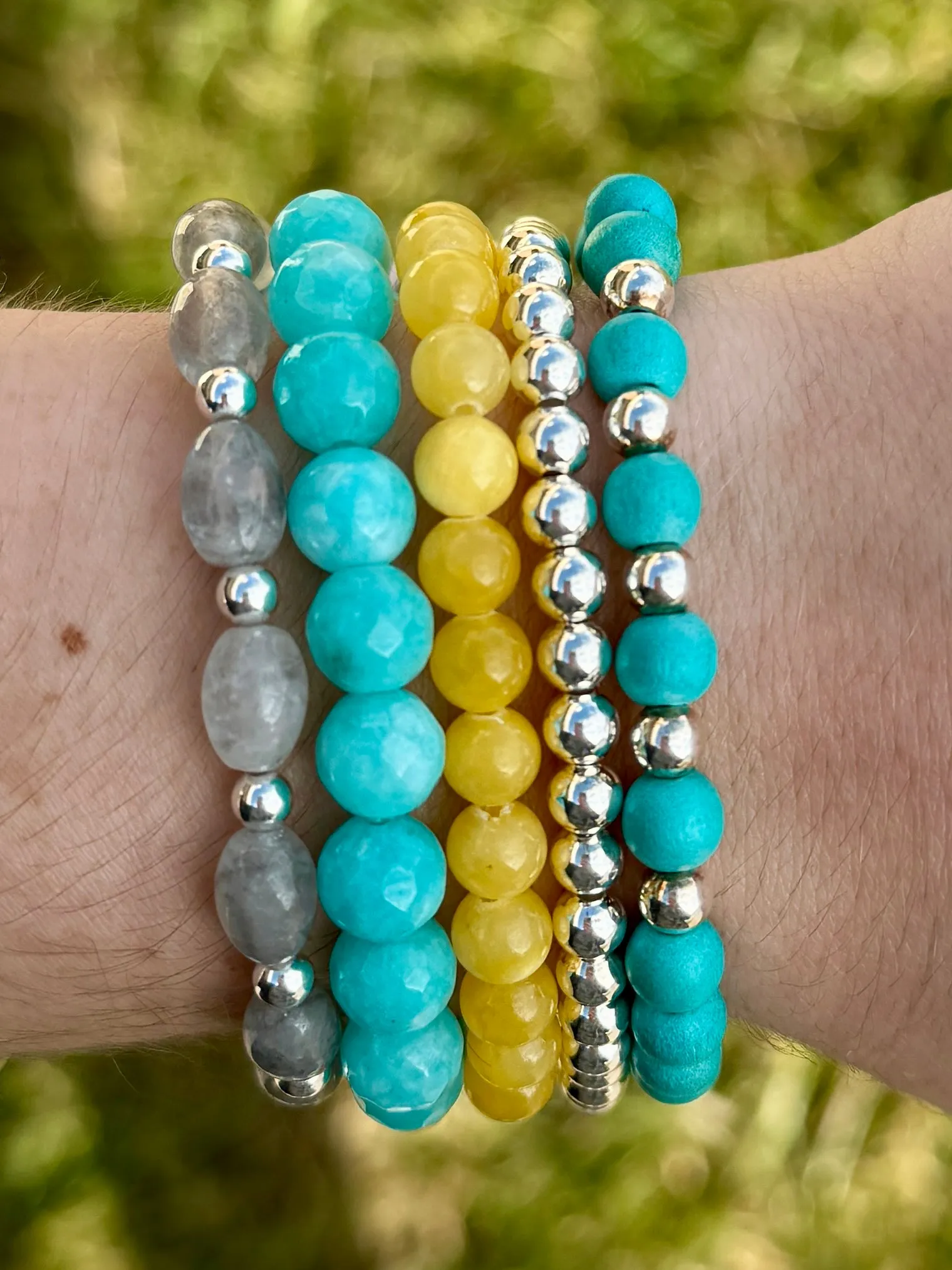 Aqua Faceted Jade 8mm Bracelet