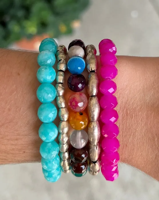 Aqua Faceted Jade 8mm Bracelet
