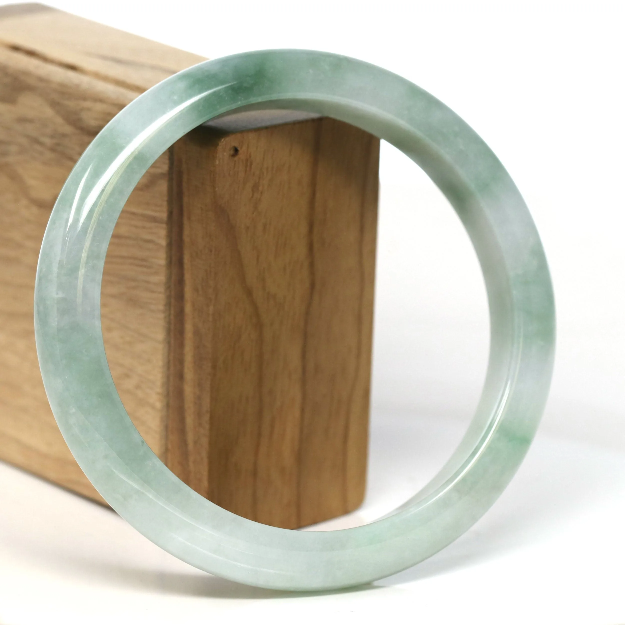 Baikalla Natural Burmese Green Jadeite Jade Bangle Bracelet (66.31mm) #T314