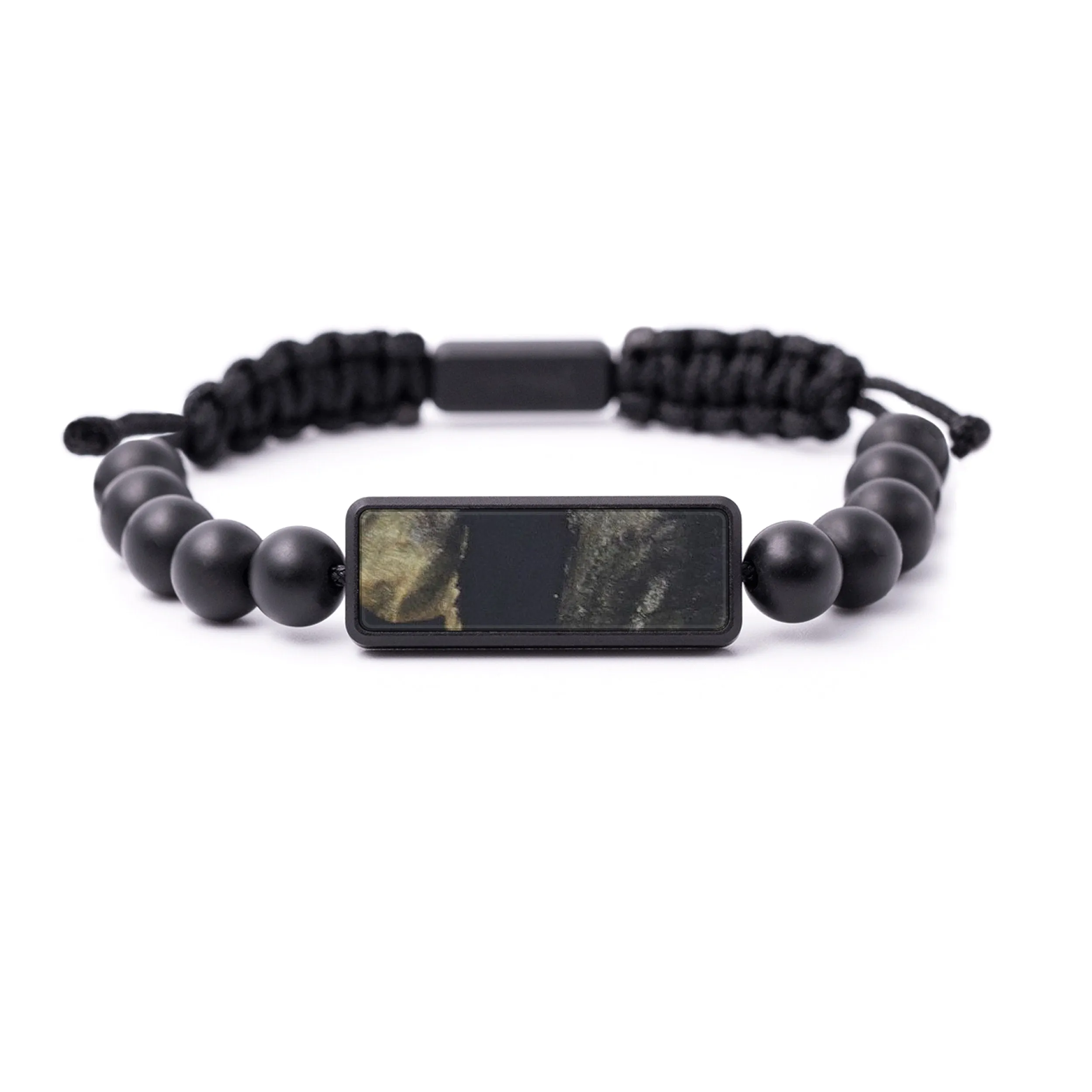 Bead Wood Resin Bracelet - Kathy (Pure Black, 577146)