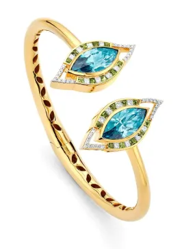 Blue Zircon Evil Eye Open Bangle
