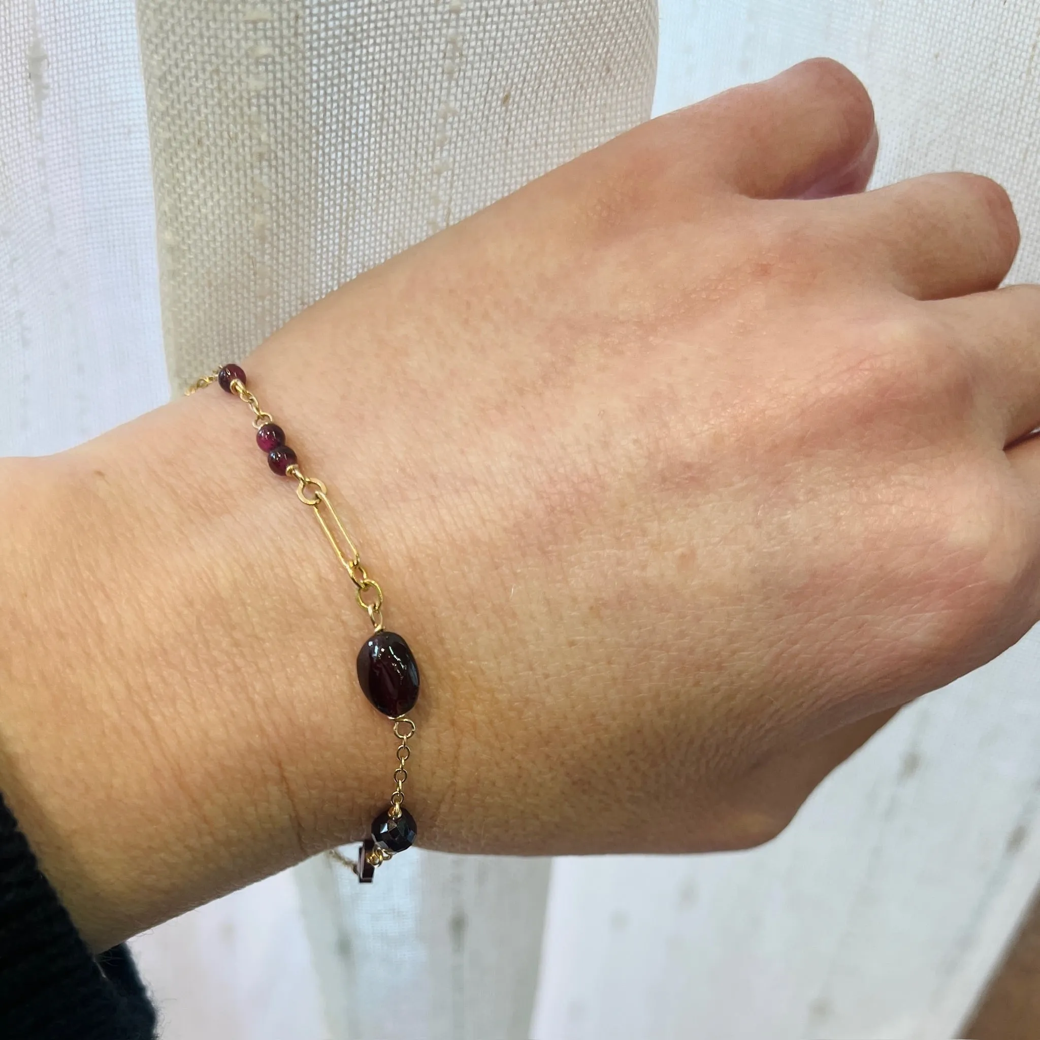 Decadent Garnet Bead Bracelet by Brin