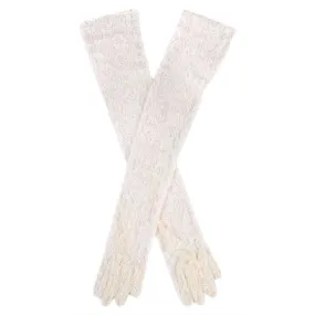 Dents Long Lace Evening Gloves - Ivory