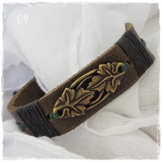 Elven Leather Bracelet with Vines