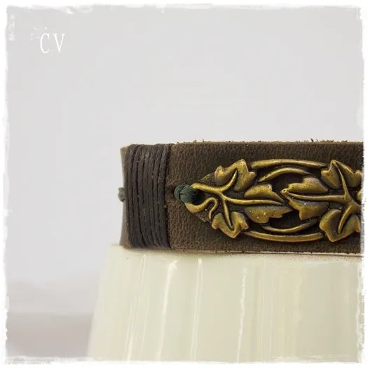 Elven Leather Bracelet with Vines