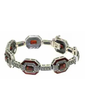Emerald Cut Garnet Art Deco Bracelet