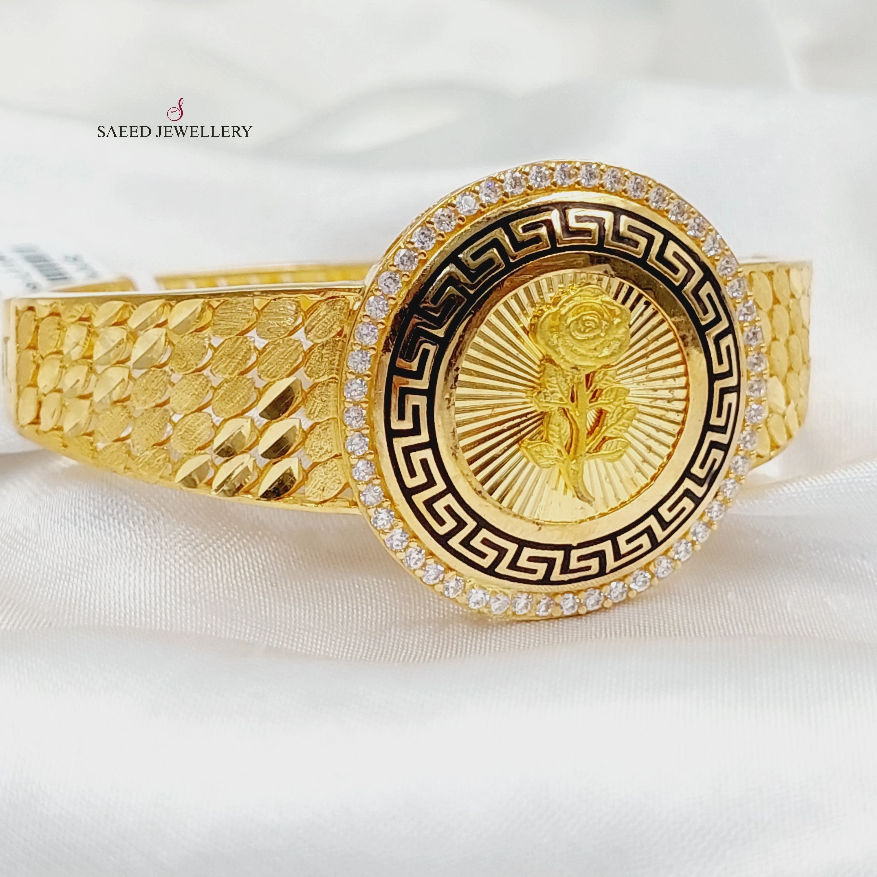 Enameled & Zircon Studded Ounce Bangle Bracelet
