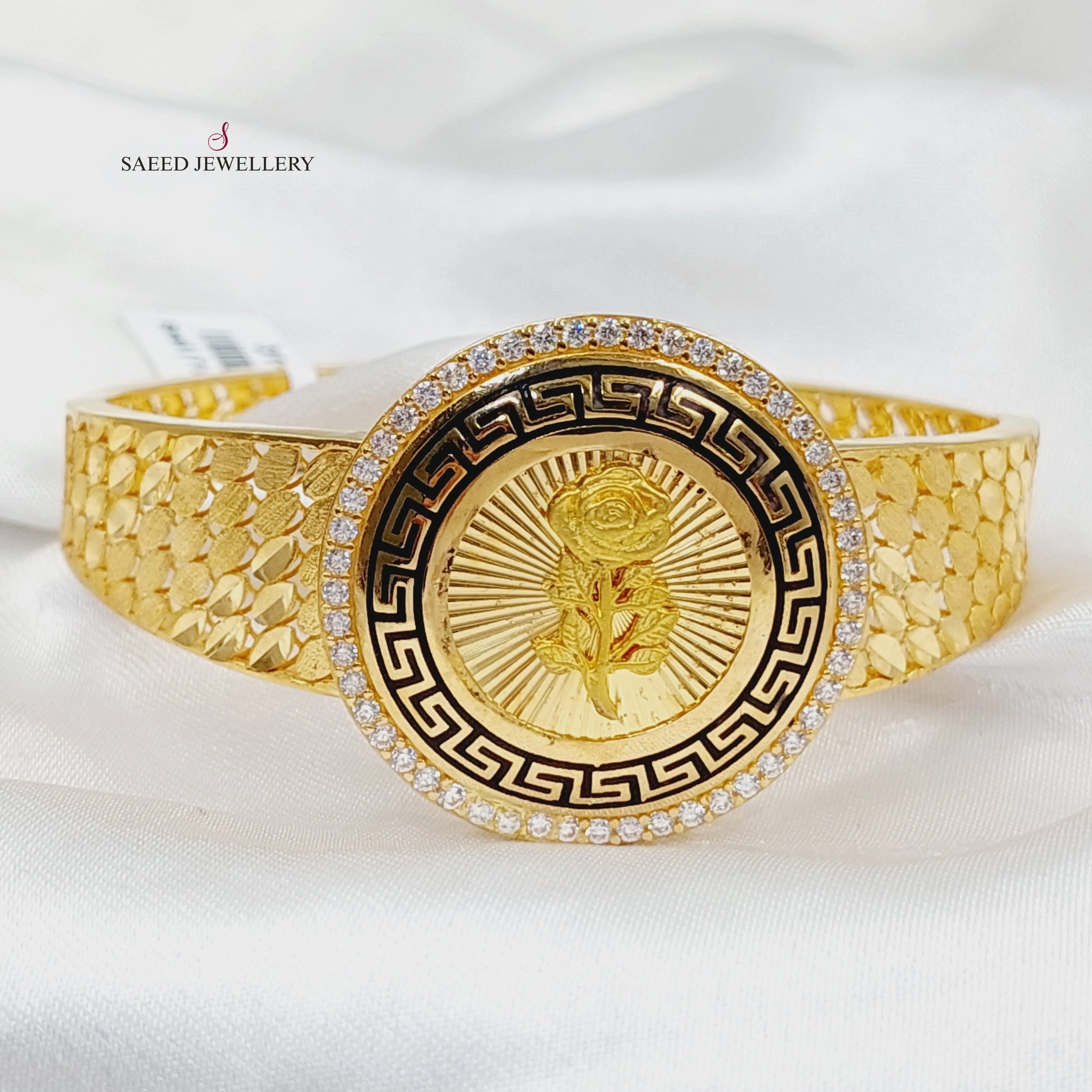 Enameled & Zircon Studded Ounce Bangle Bracelet