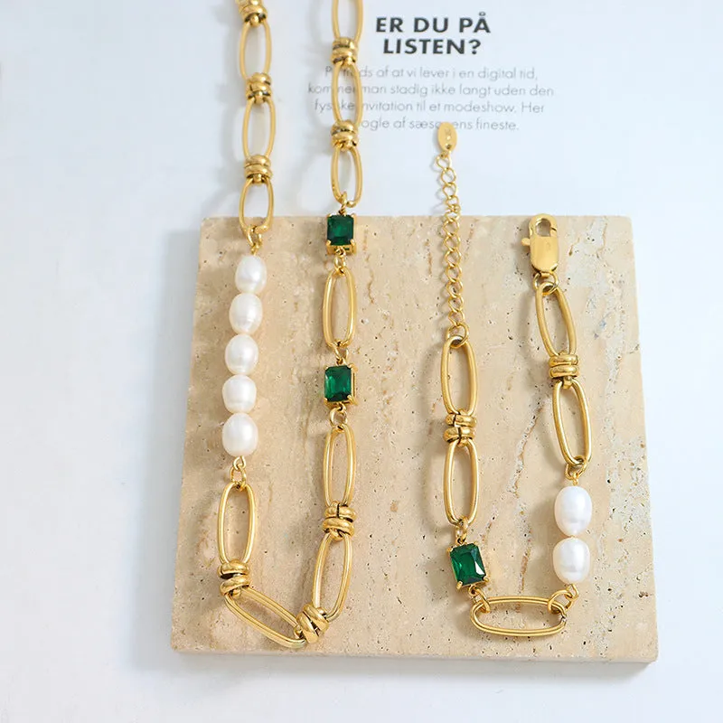 Fashion Vintage Pearl Necklace and Bracelet