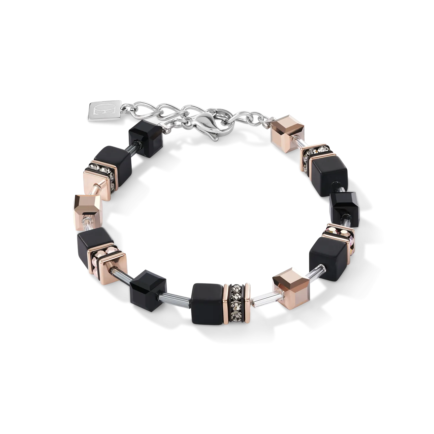 GeoCUBE® Bracelet onyx black-rose gold