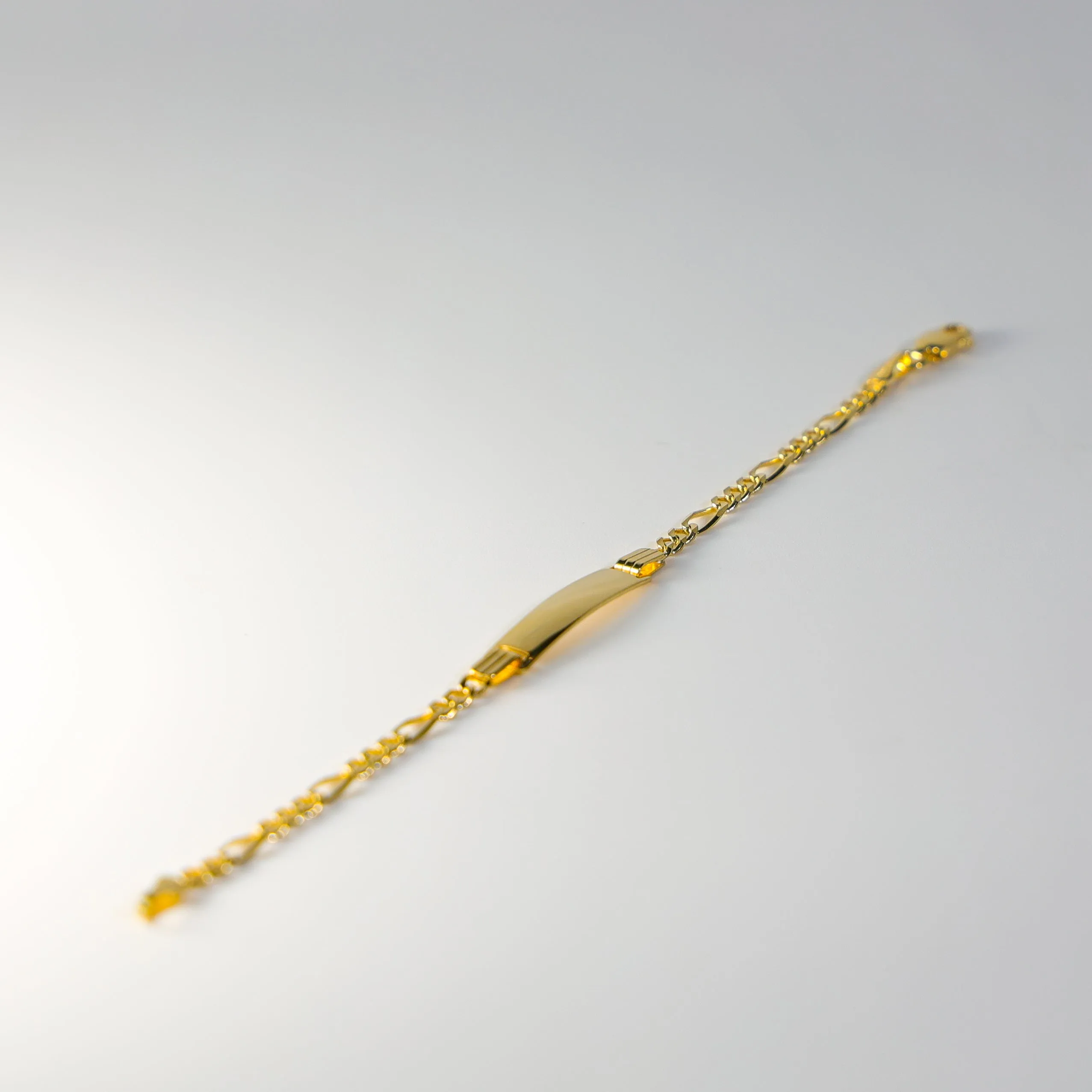 Gold ID Bracelet Figaro Link 3MM Model-AB0102