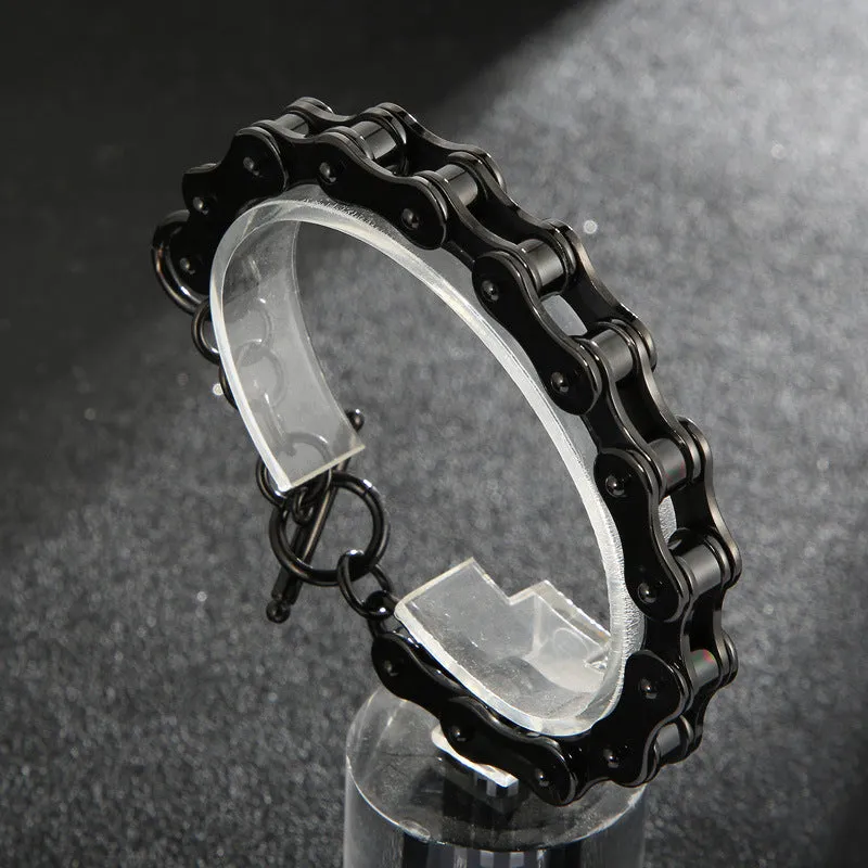 Golden Bicycle Titanium Steel Bracelet - Stylish Hip-Hop Men's Jewelry