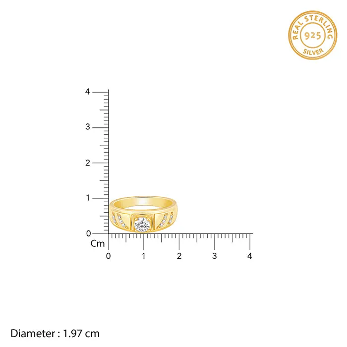 Golden Zircon Ornate Ring For Him