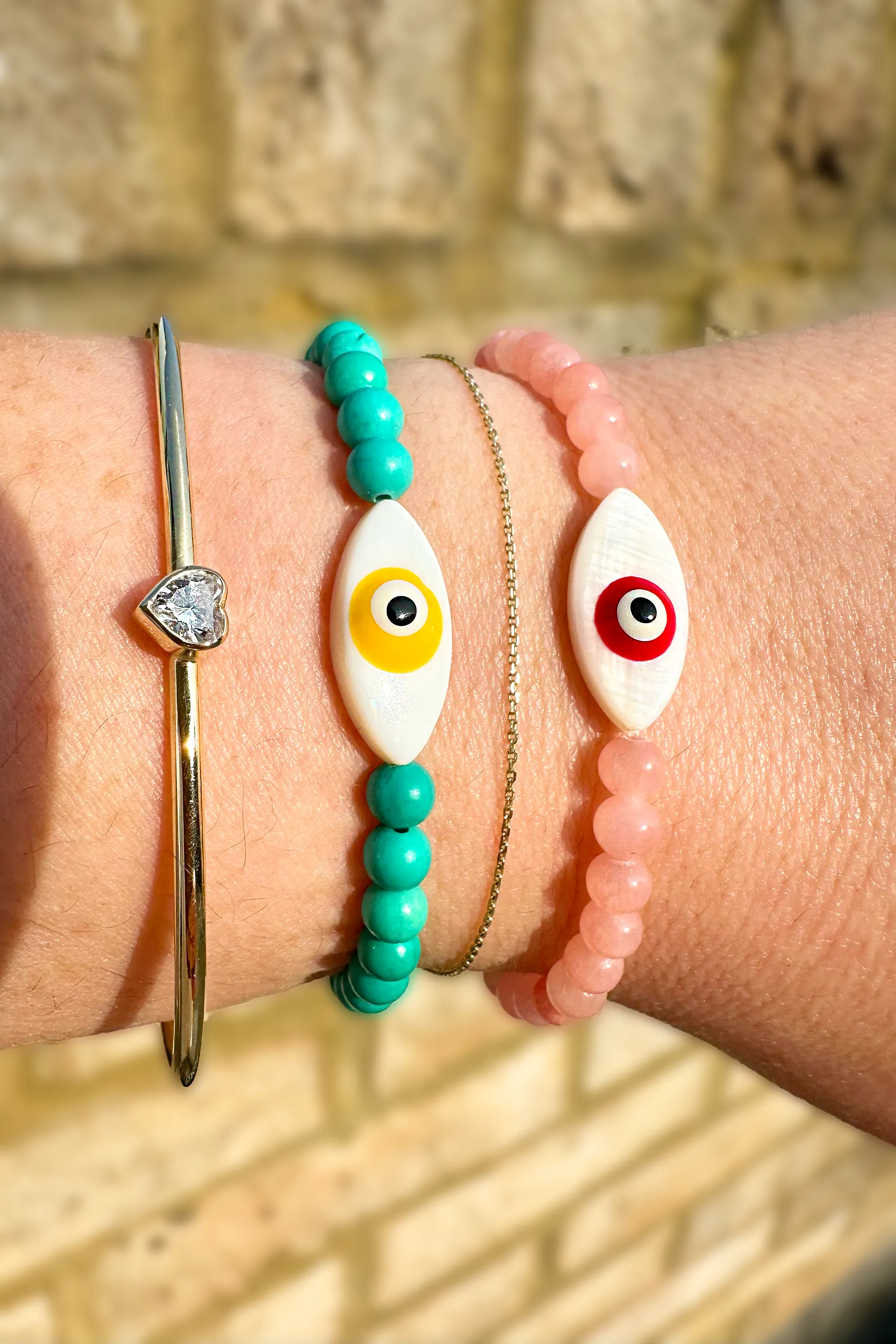 GOOD VIBES EVIL EYE BEADED BRACELET