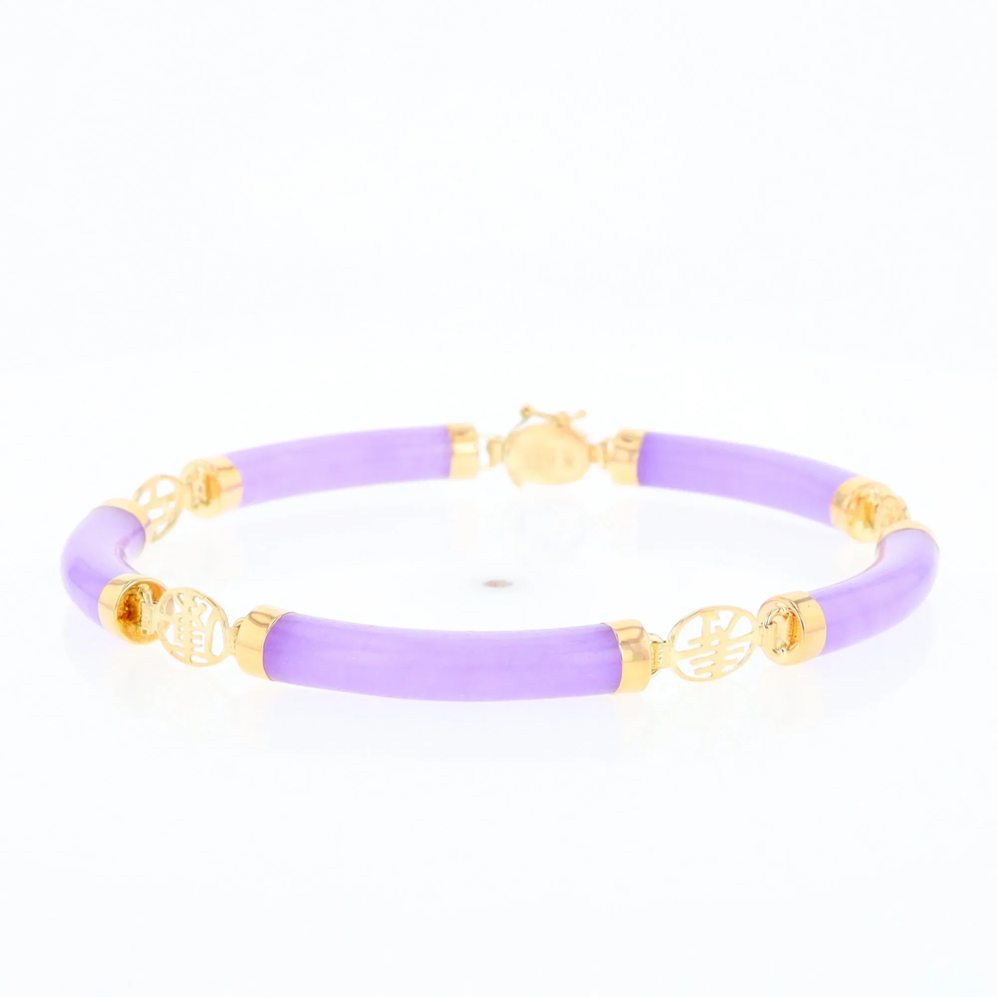 Jade Cylinder Link Asian Text Bracelet