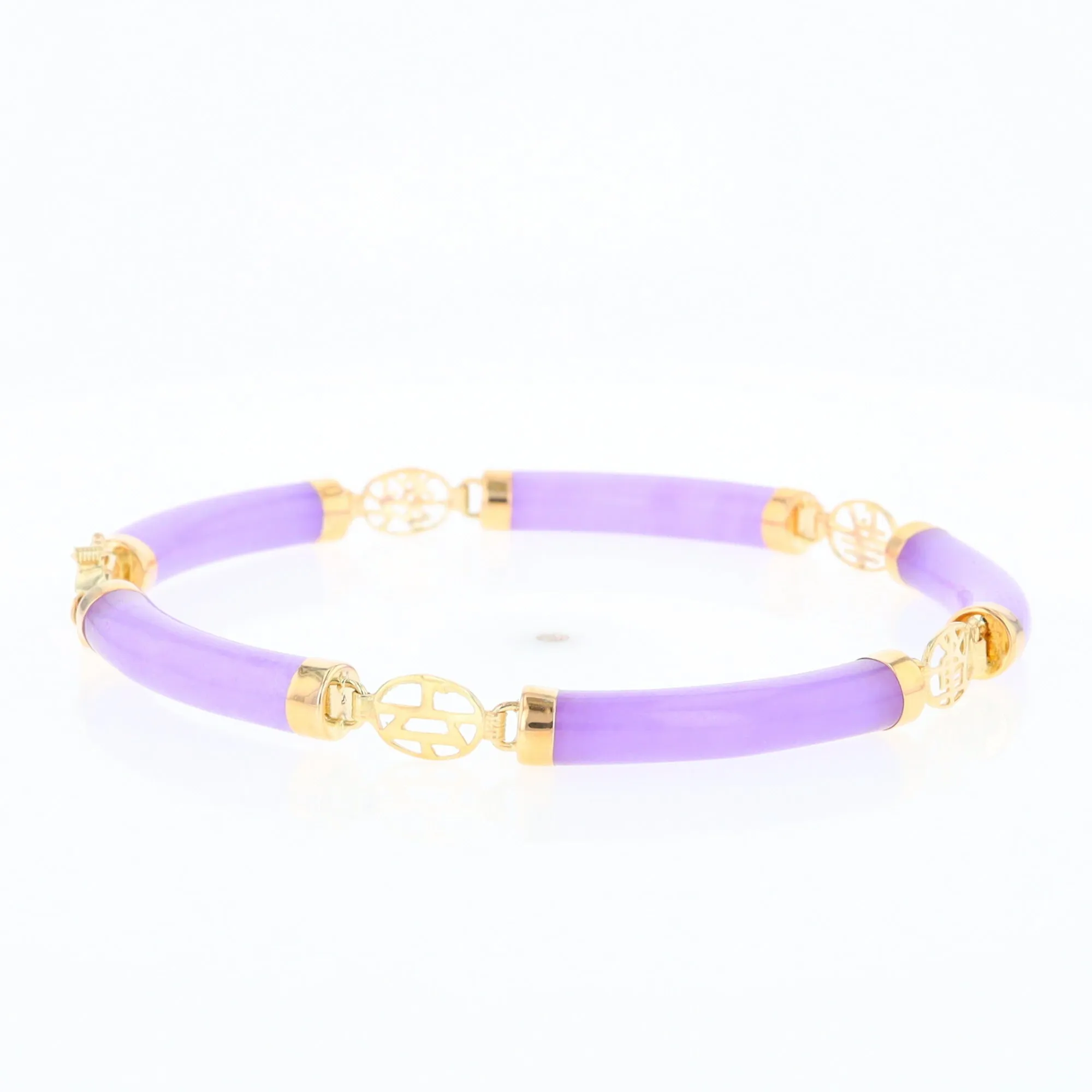 Jade Cylinder Link Asian Text Bracelet