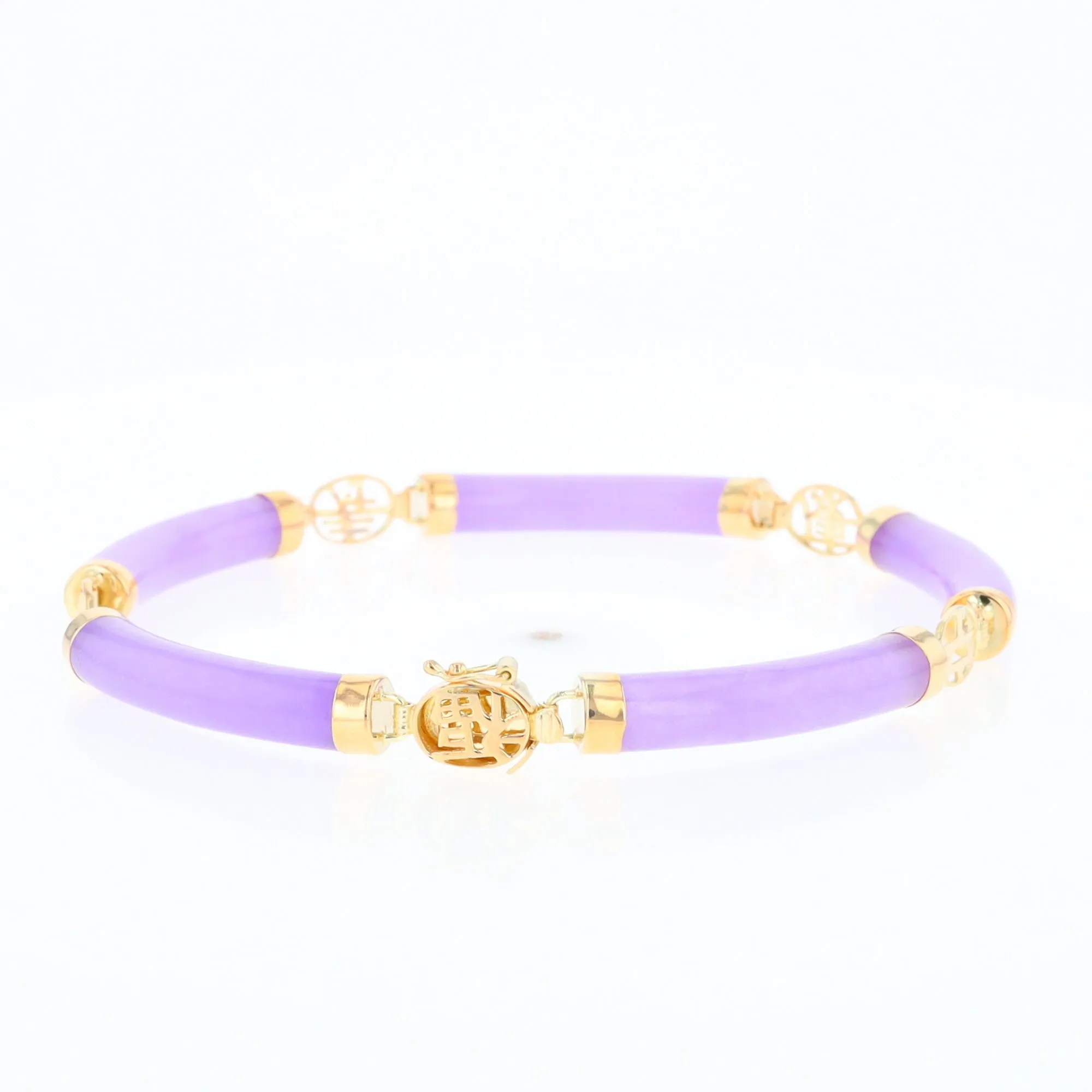 Jade Cylinder Link Asian Text Bracelet