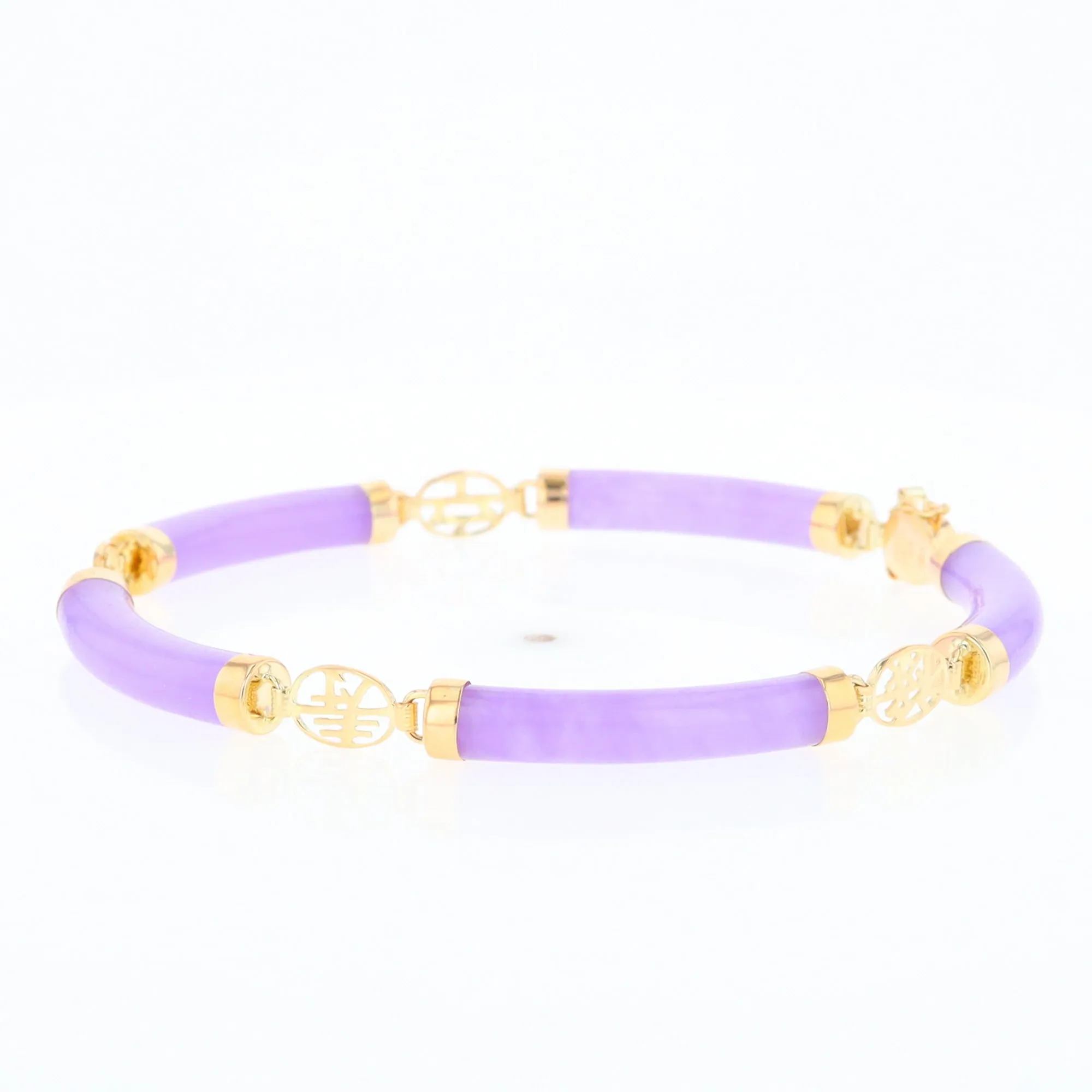 Jade Cylinder Link Asian Text Bracelet