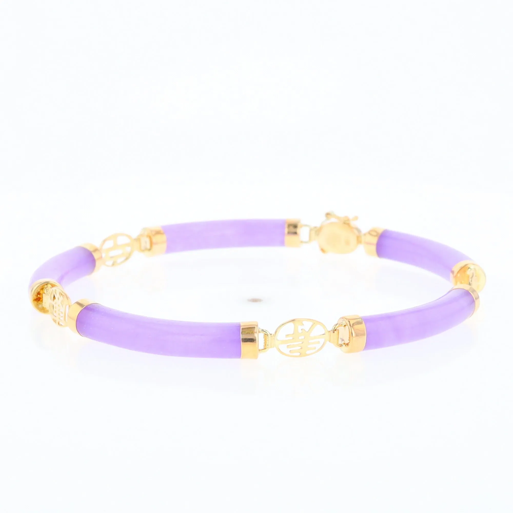 Jade Cylinder Link Asian Text Bracelet