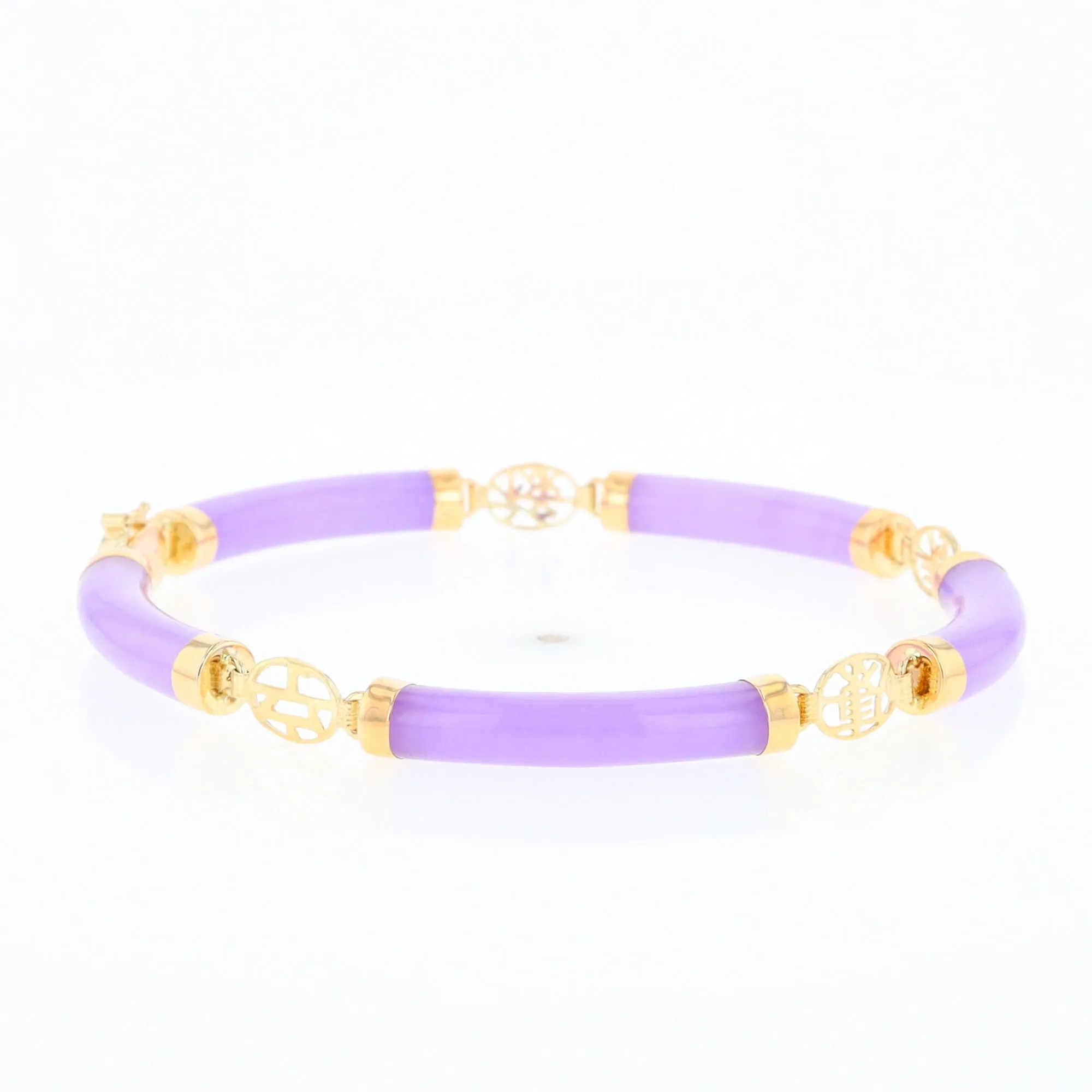 Jade Cylinder Link Asian Text Bracelet