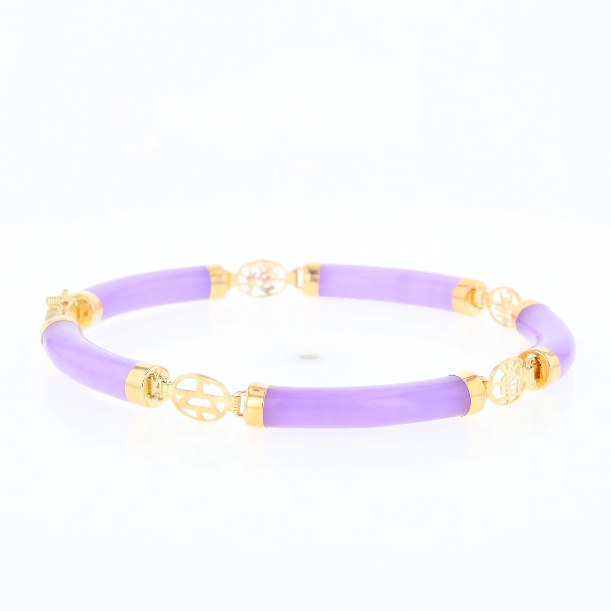 Jade Cylinder Link Asian Text Bracelet