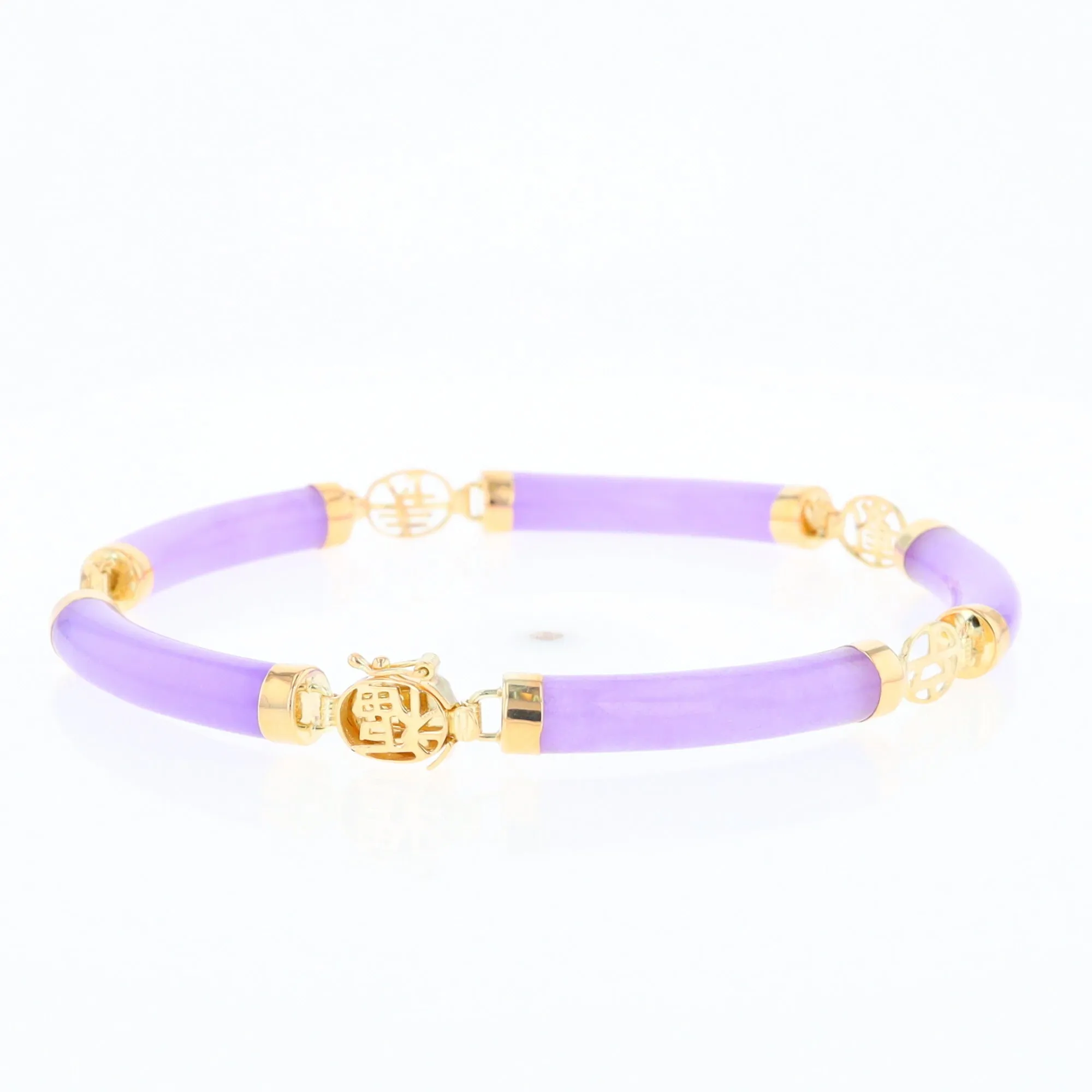 Jade Cylinder Link Asian Text Bracelet