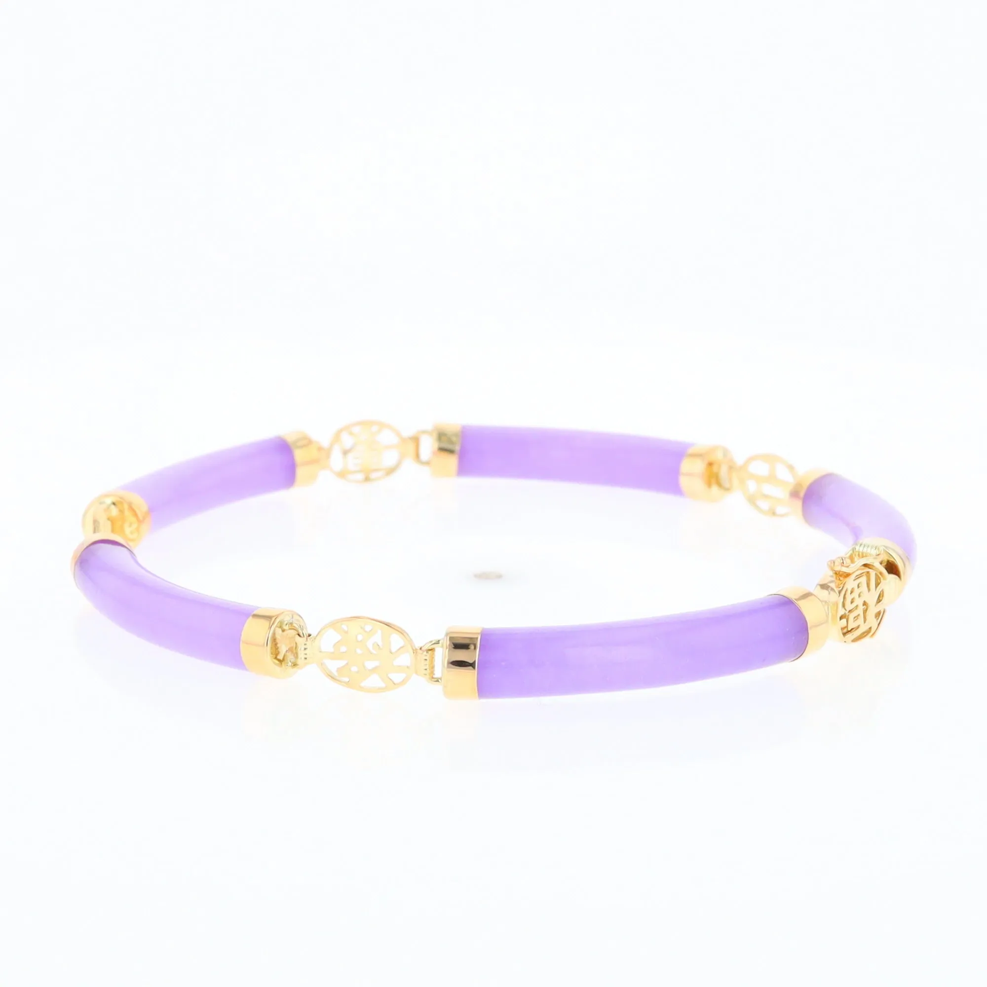 Jade Cylinder Link Asian Text Bracelet