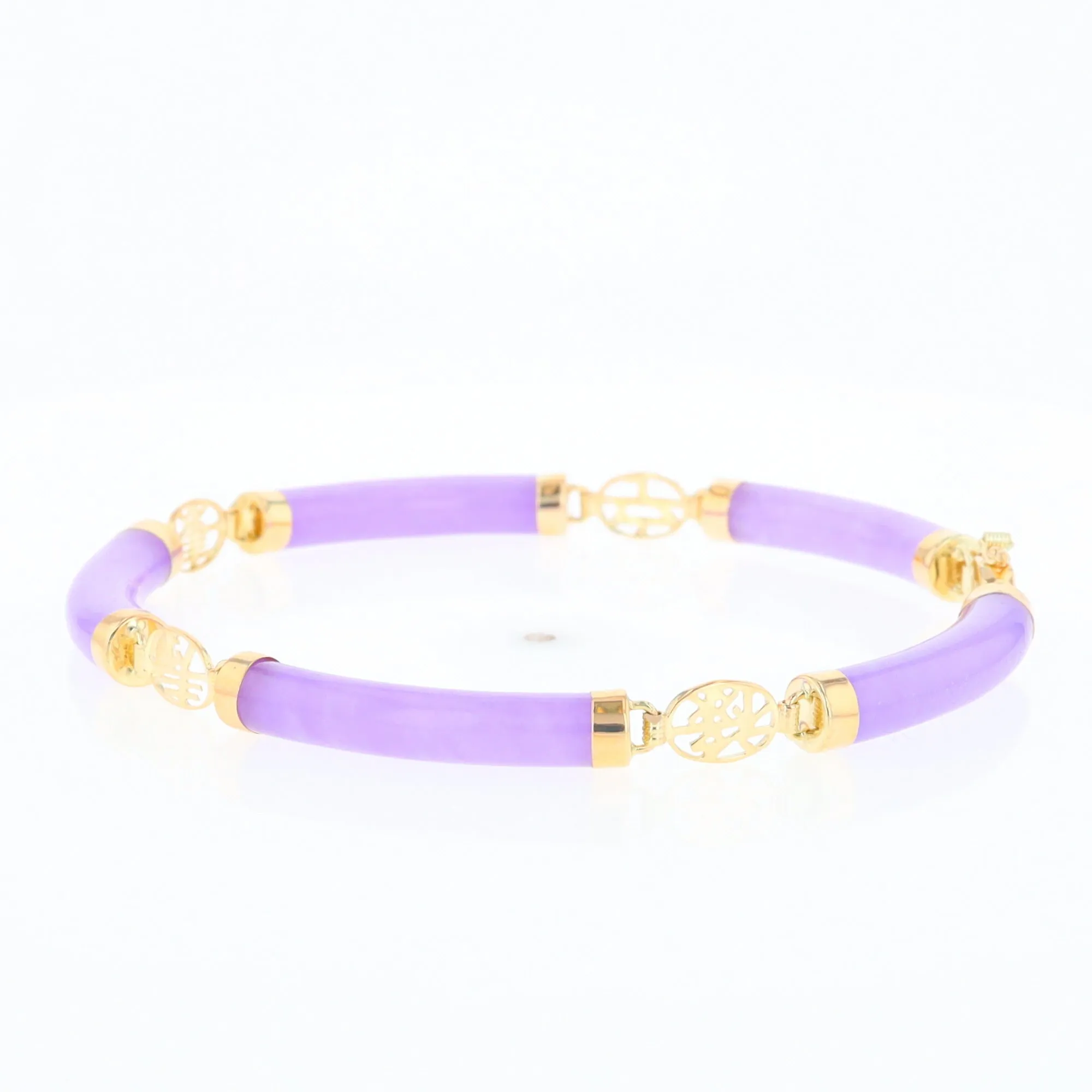 Jade Cylinder Link Asian Text Bracelet