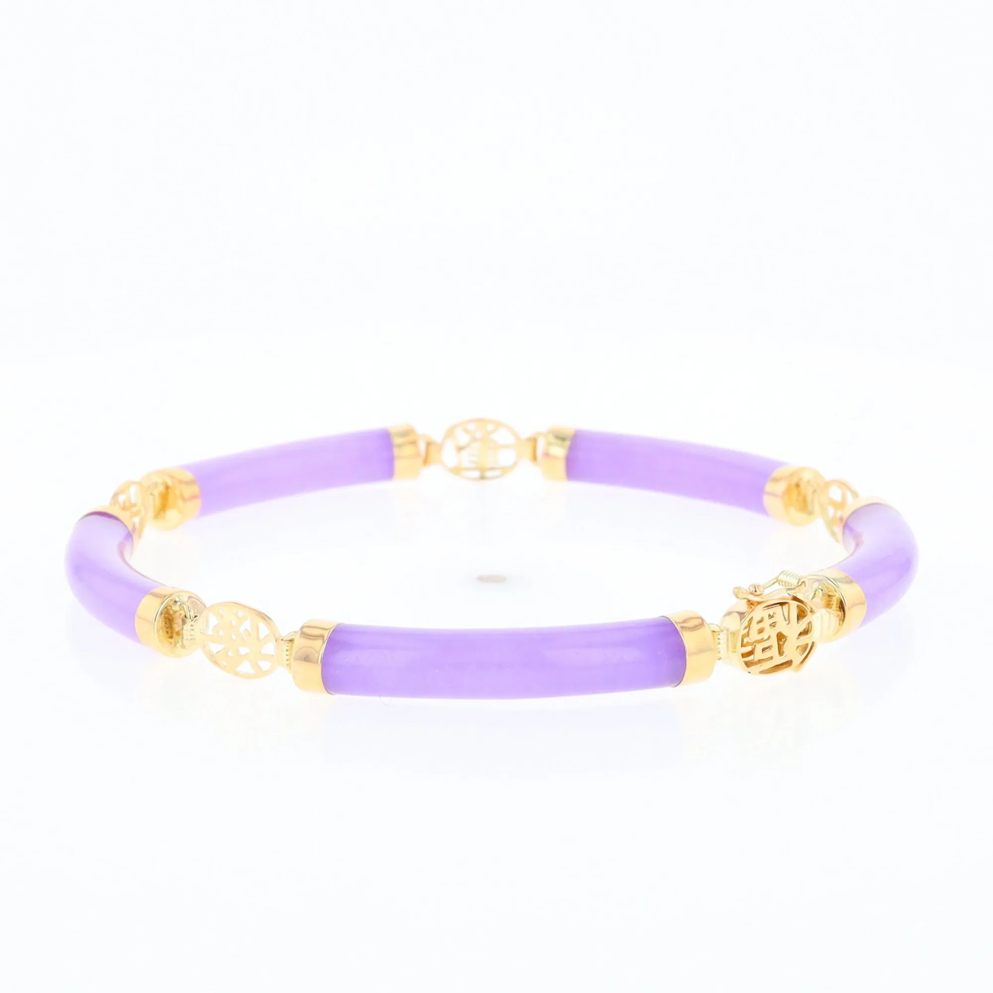Jade Cylinder Link Asian Text Bracelet