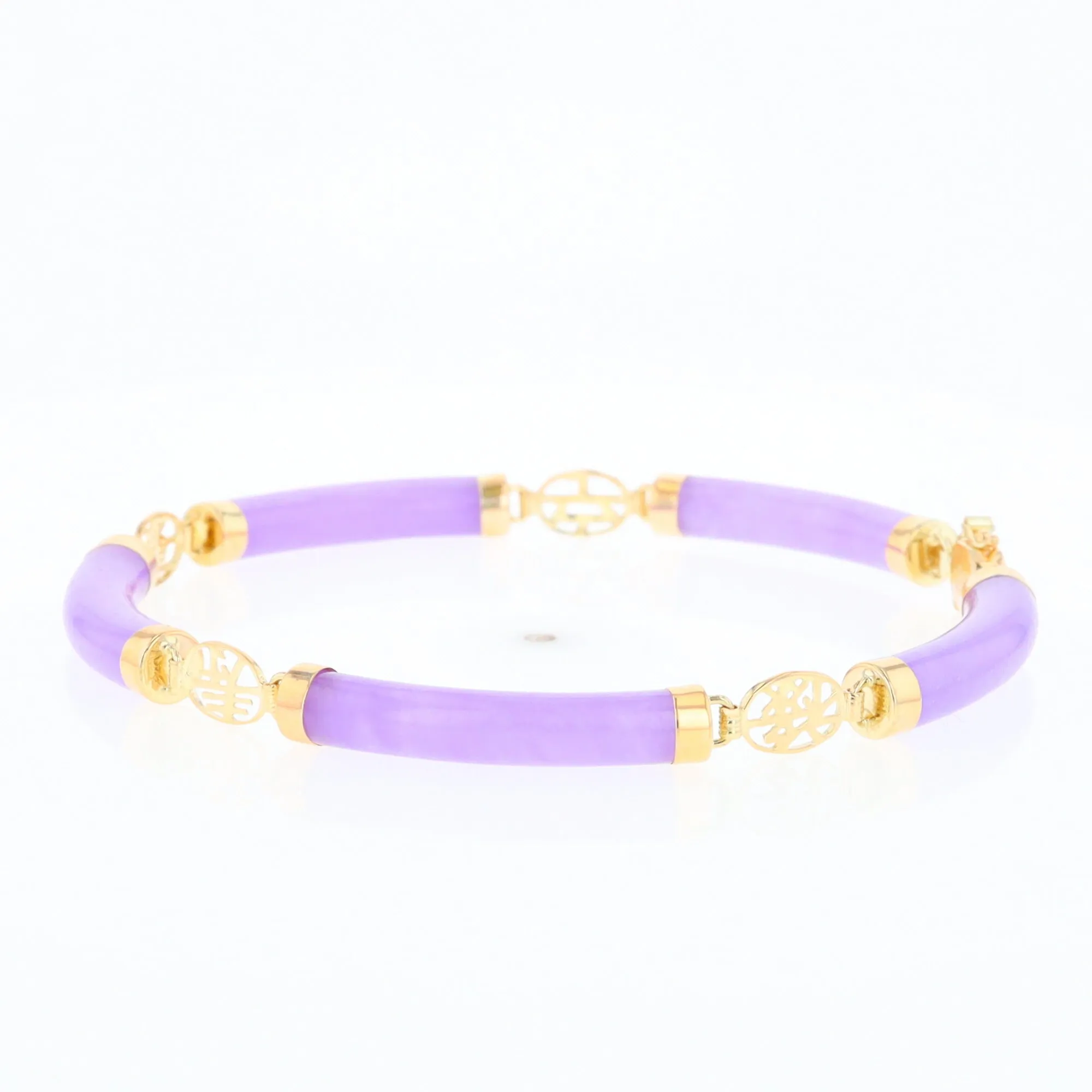 Jade Cylinder Link Asian Text Bracelet