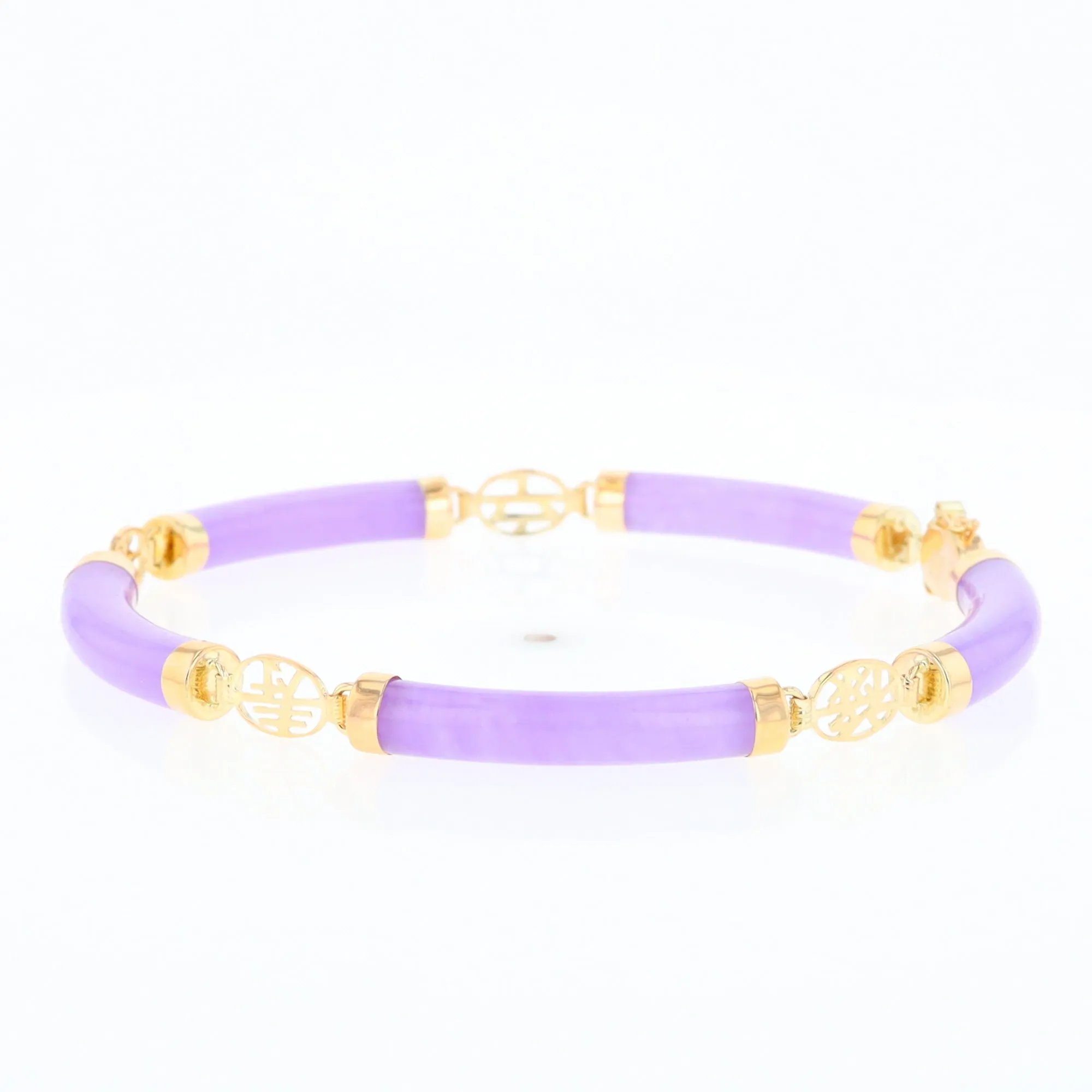 Jade Cylinder Link Asian Text Bracelet