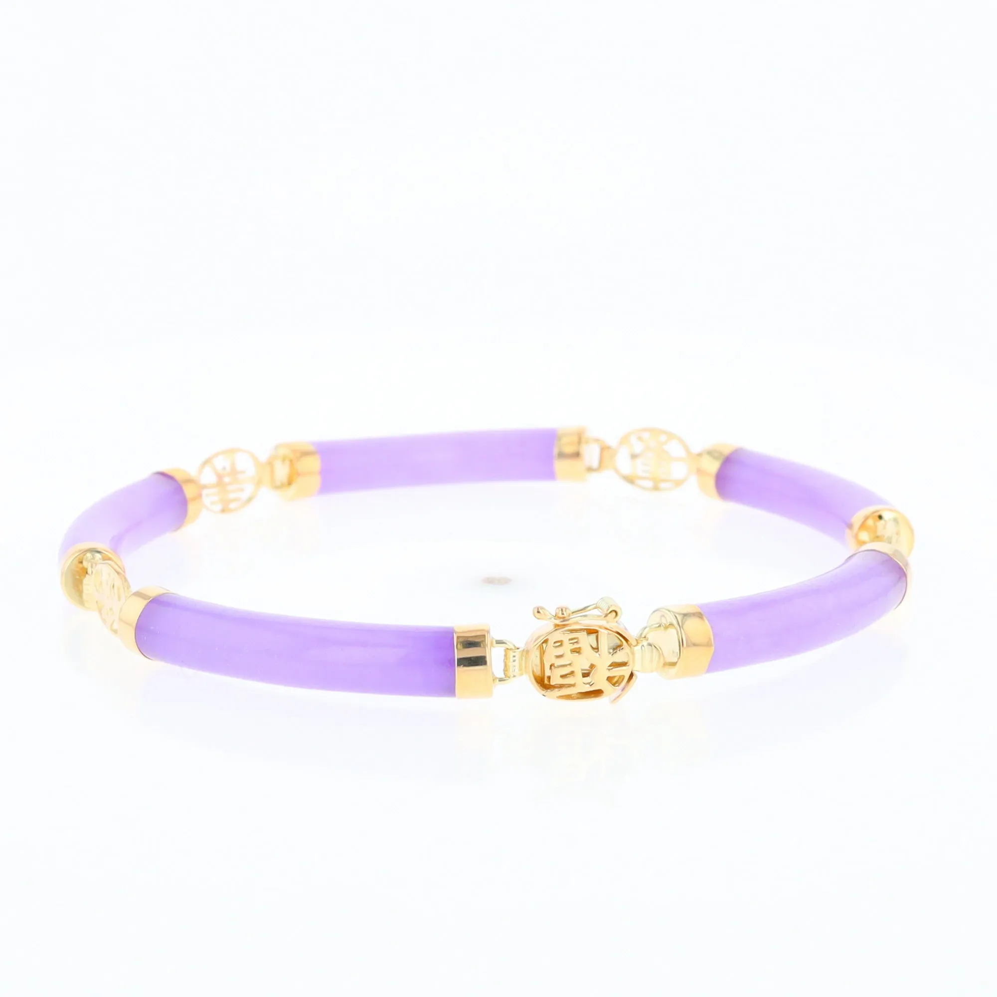 Jade Cylinder Link Asian Text Bracelet