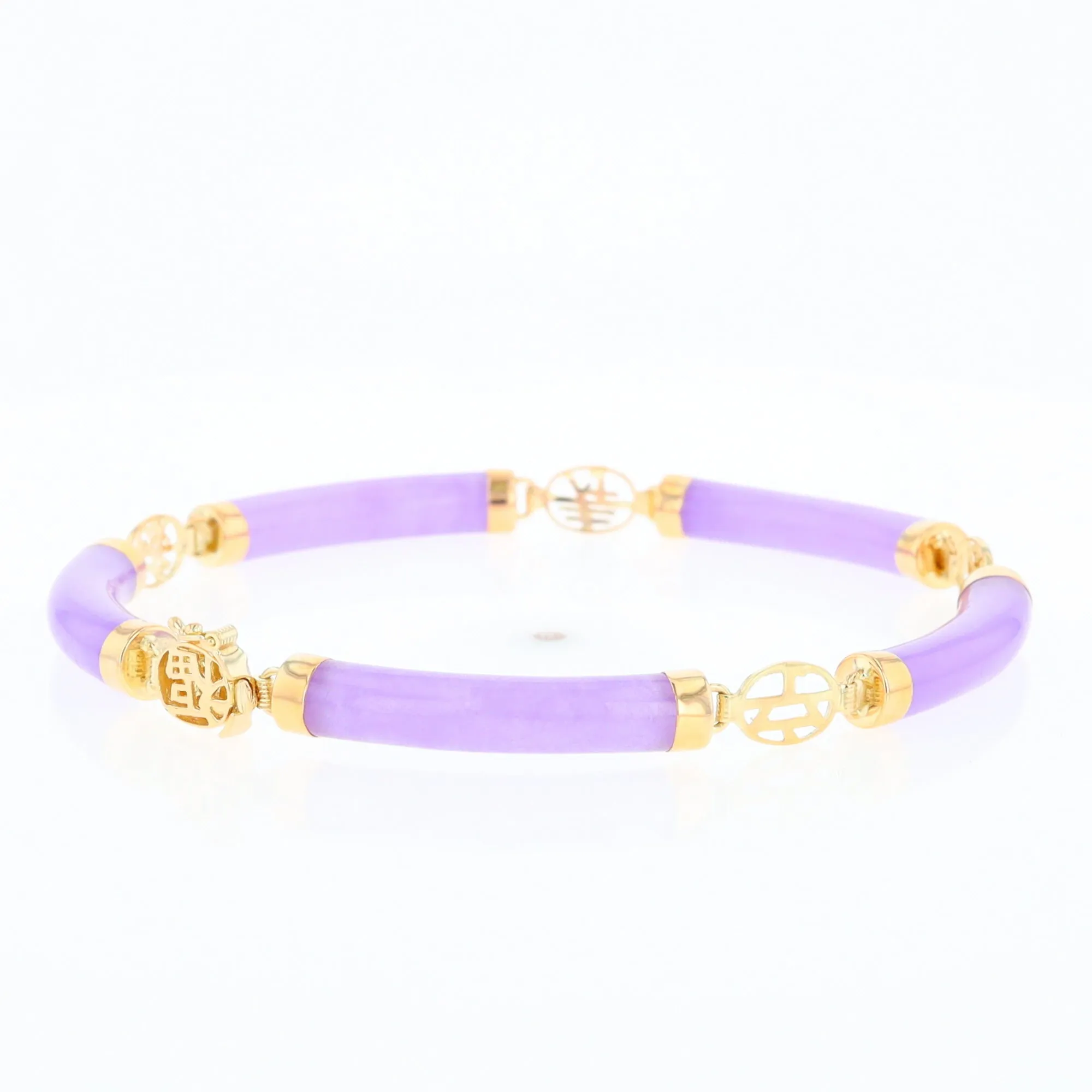 Jade Cylinder Link Asian Text Bracelet