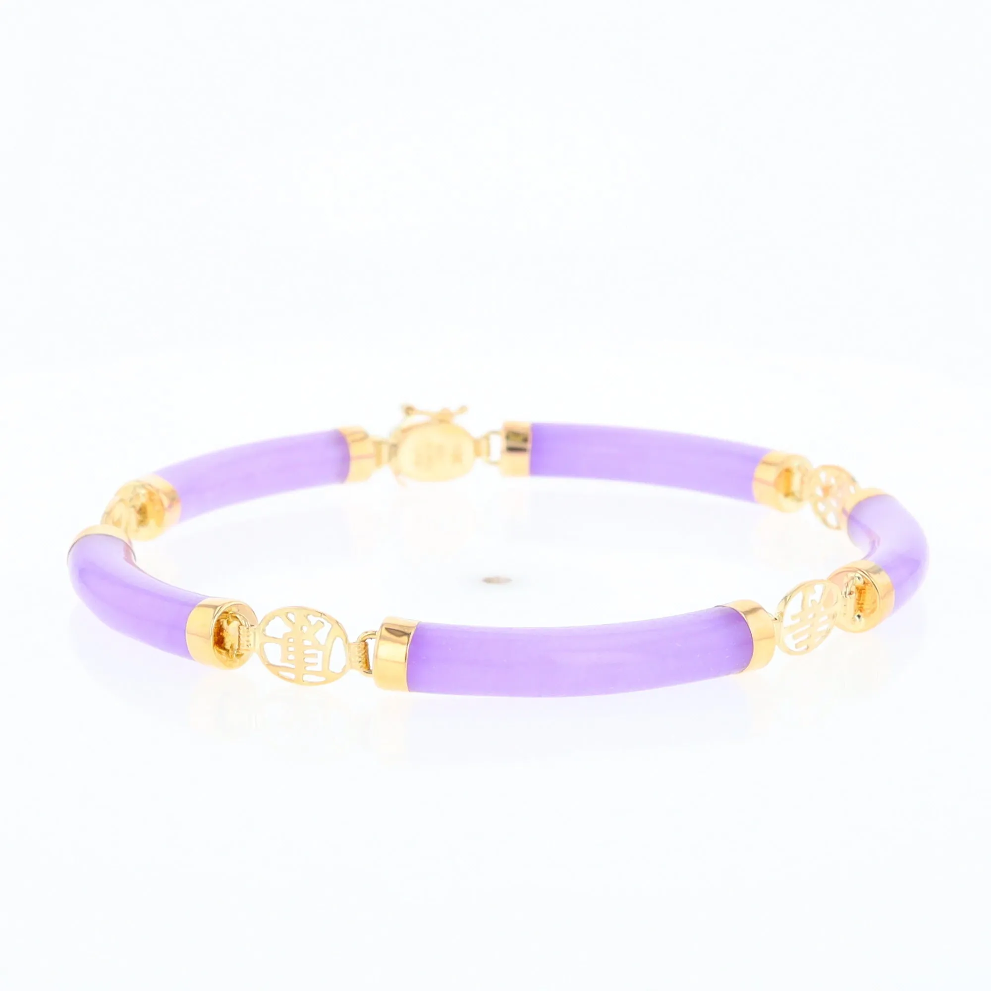 Jade Cylinder Link Asian Text Bracelet