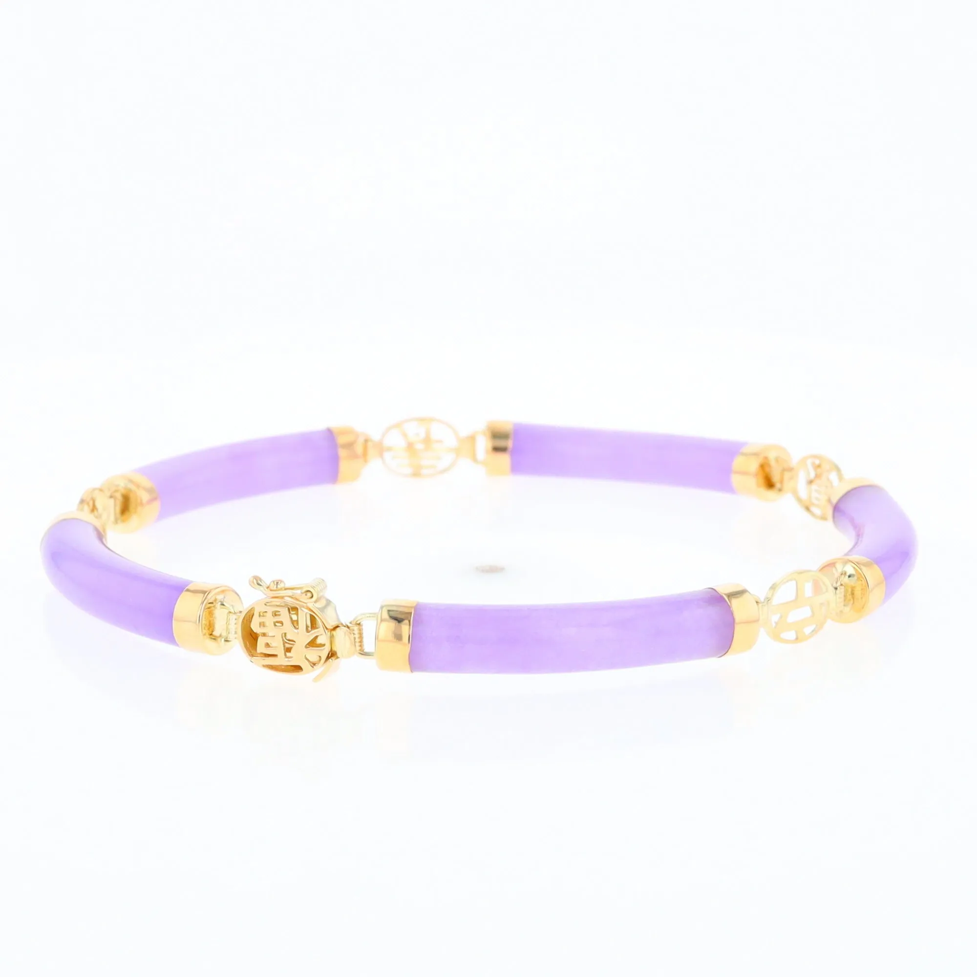 Jade Cylinder Link Asian Text Bracelet