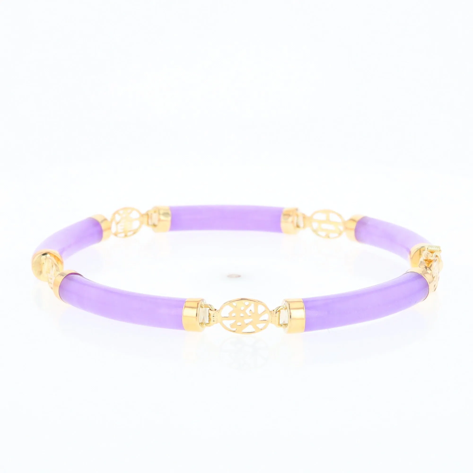 Jade Cylinder Link Asian Text Bracelet