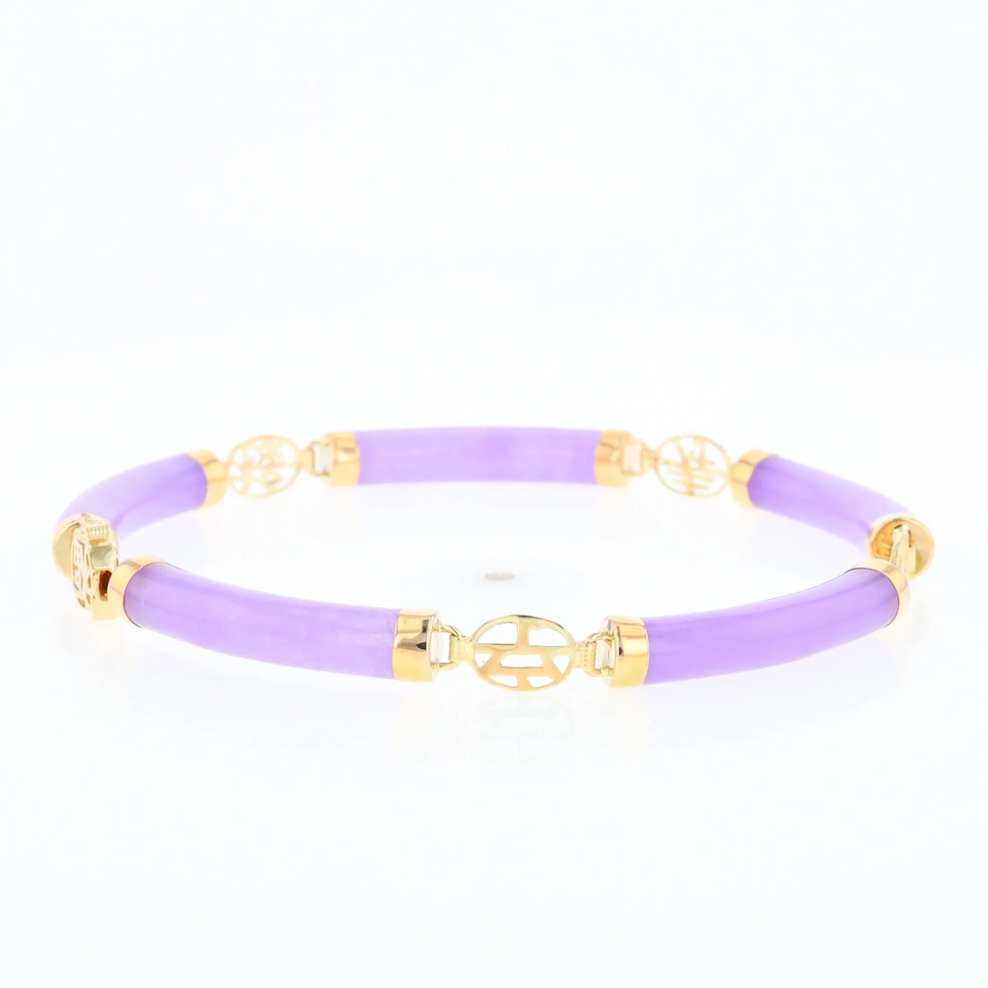 Jade Cylinder Link Asian Text Bracelet
