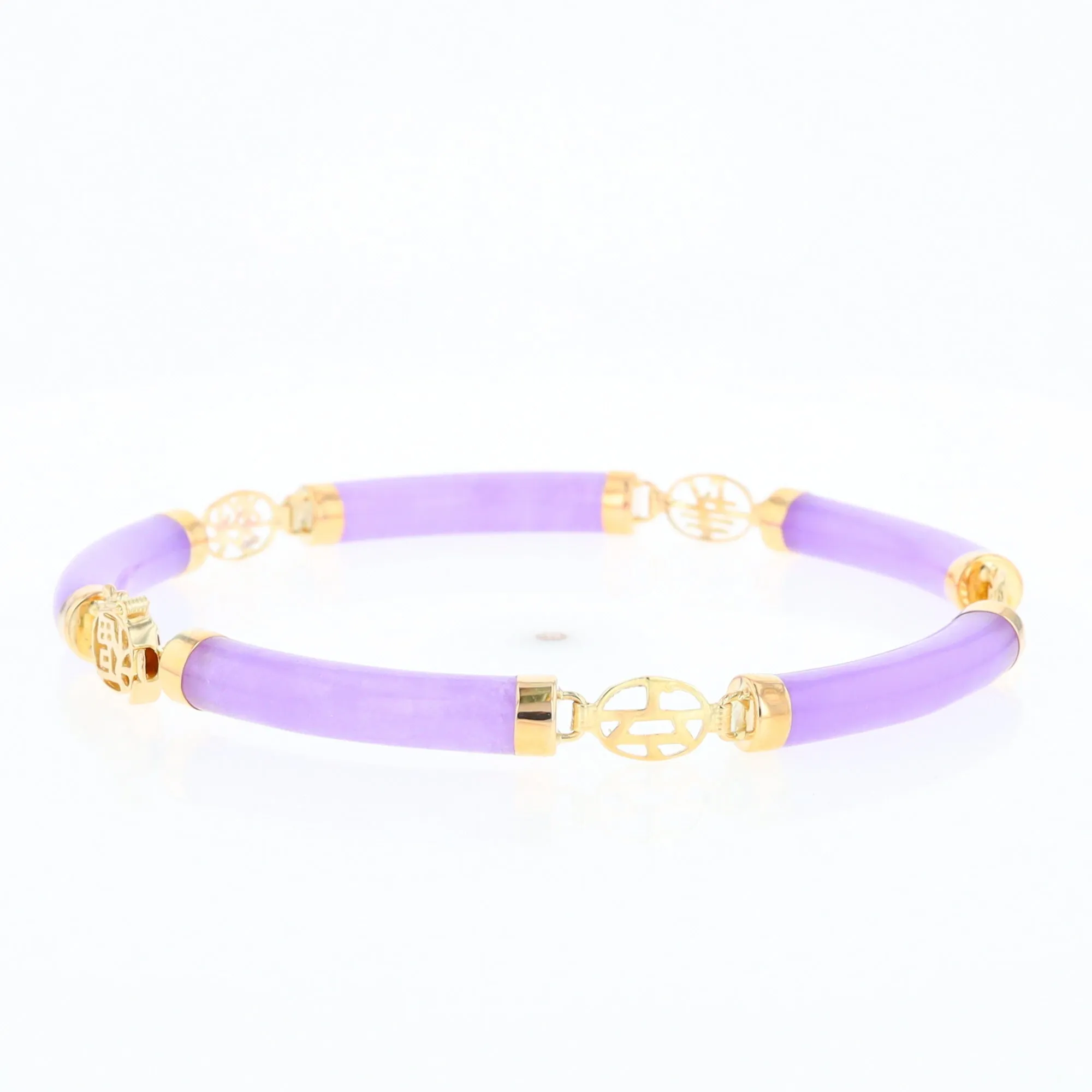 Jade Cylinder Link Asian Text Bracelet