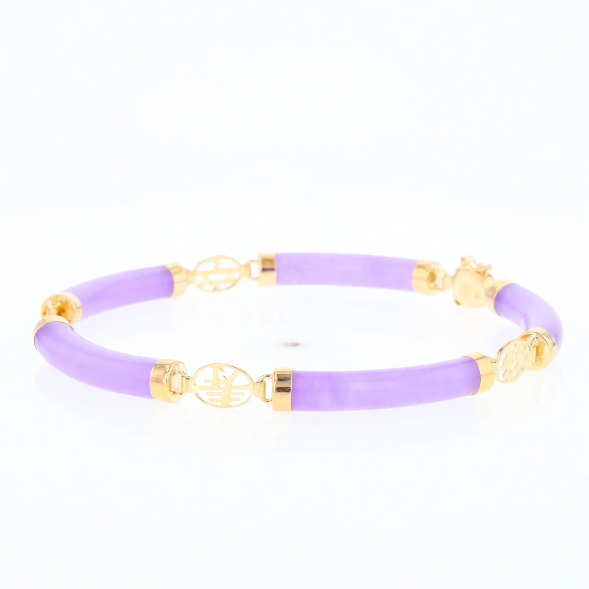 Jade Cylinder Link Asian Text Bracelet