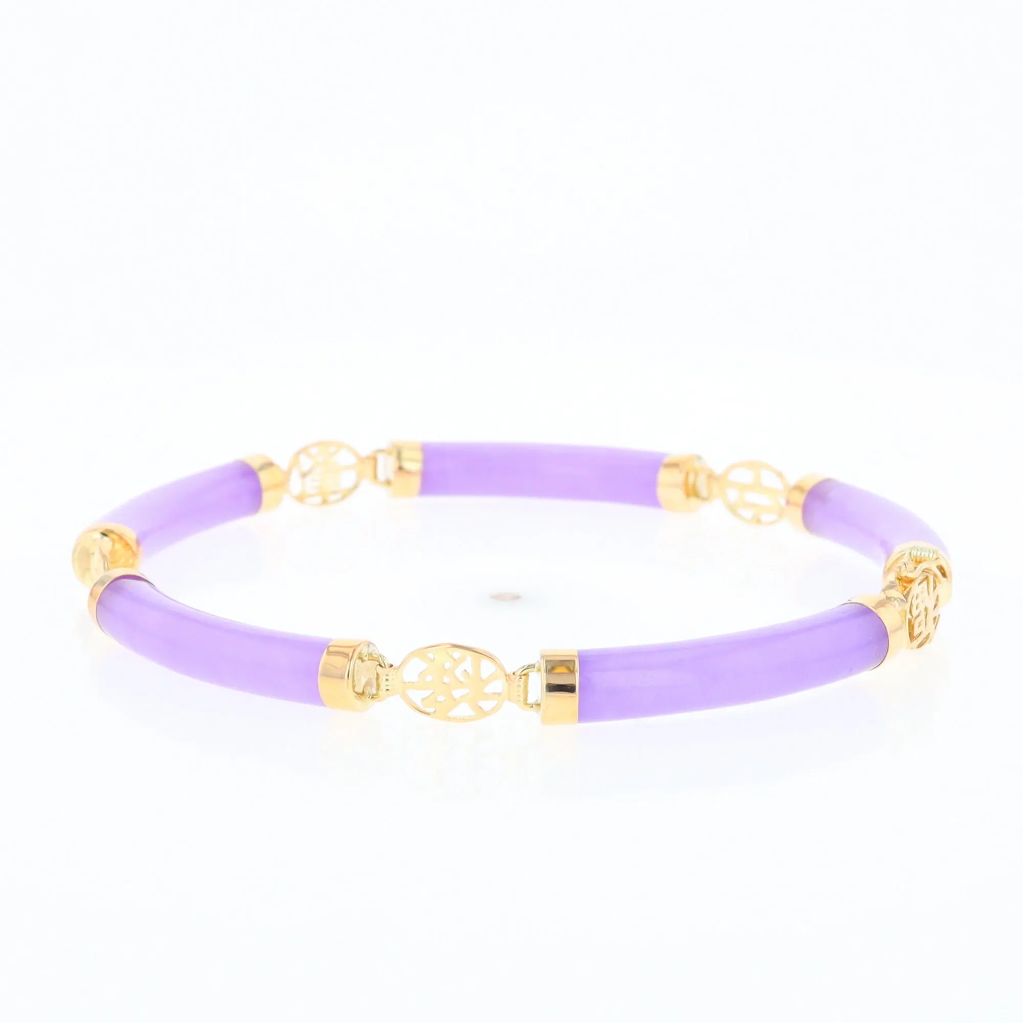 Jade Cylinder Link Asian Text Bracelet