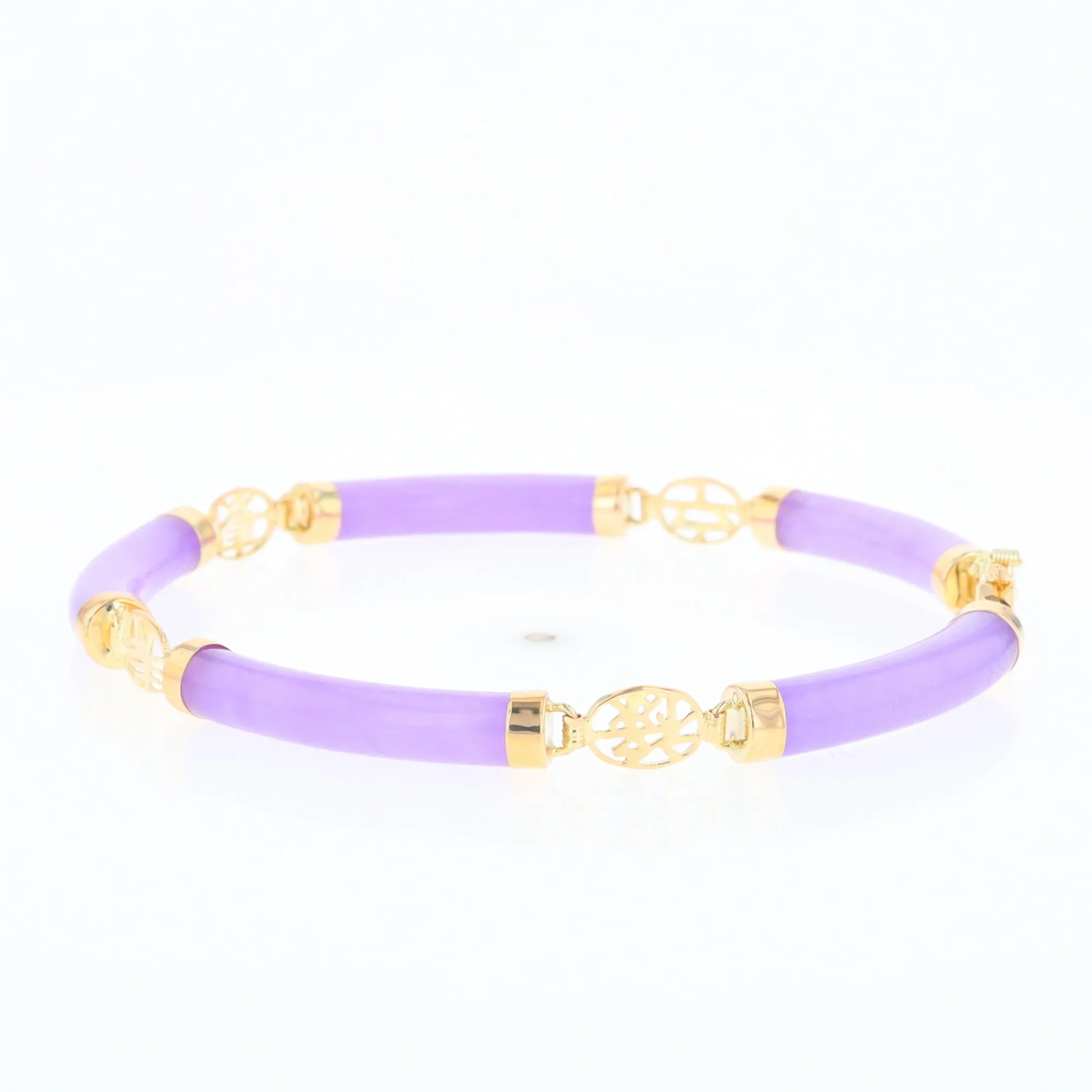 Jade Cylinder Link Asian Text Bracelet