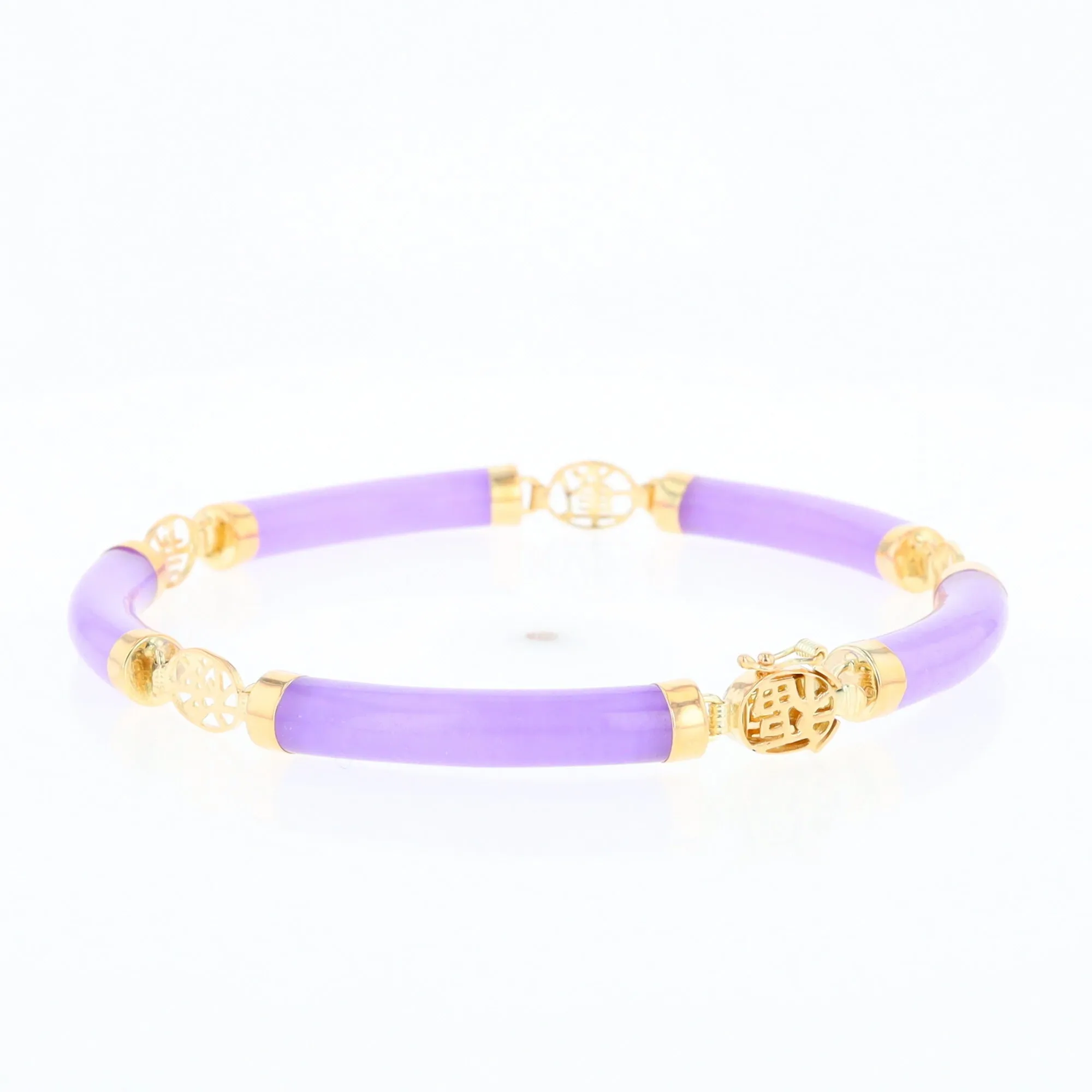 Jade Cylinder Link Asian Text Bracelet