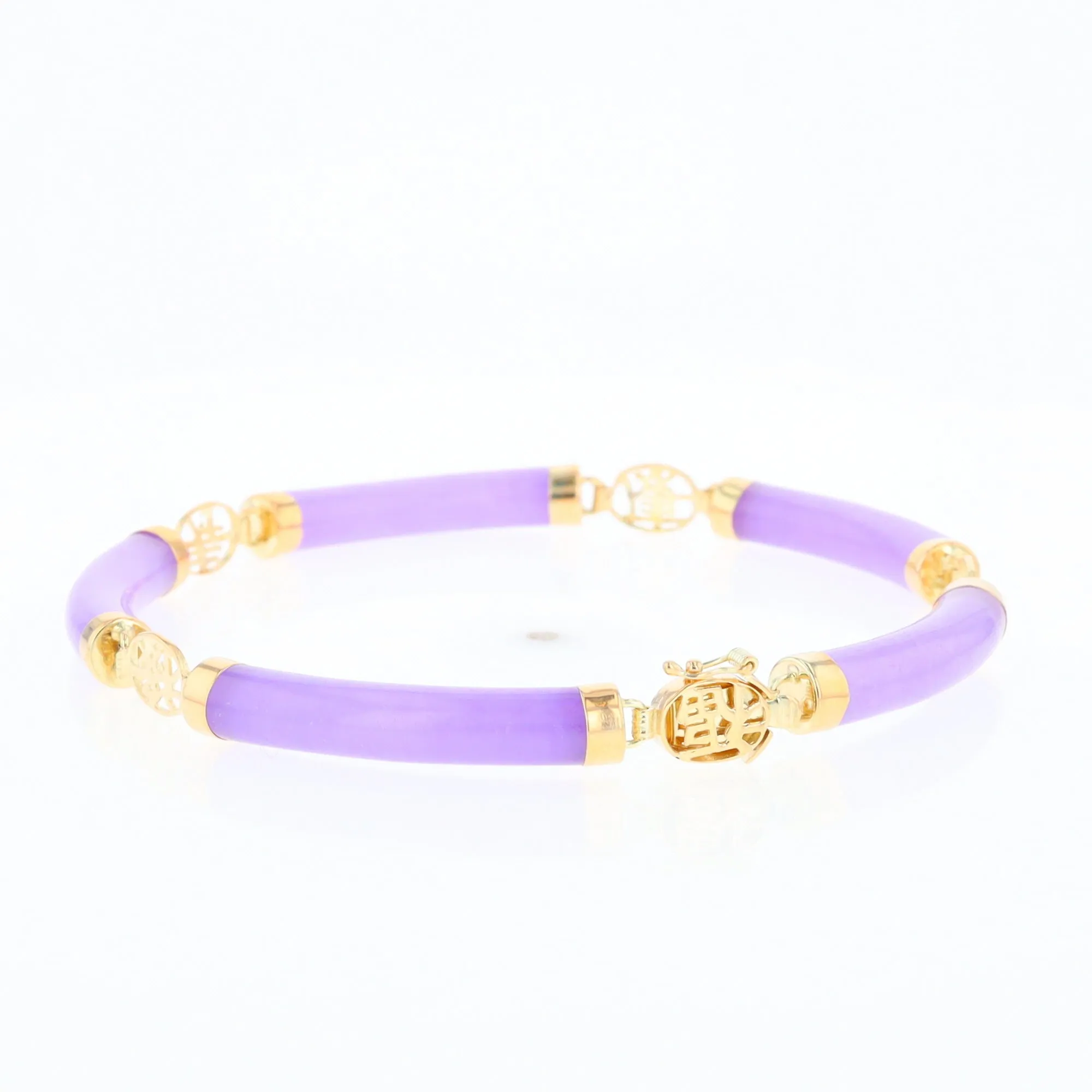 Jade Cylinder Link Asian Text Bracelet