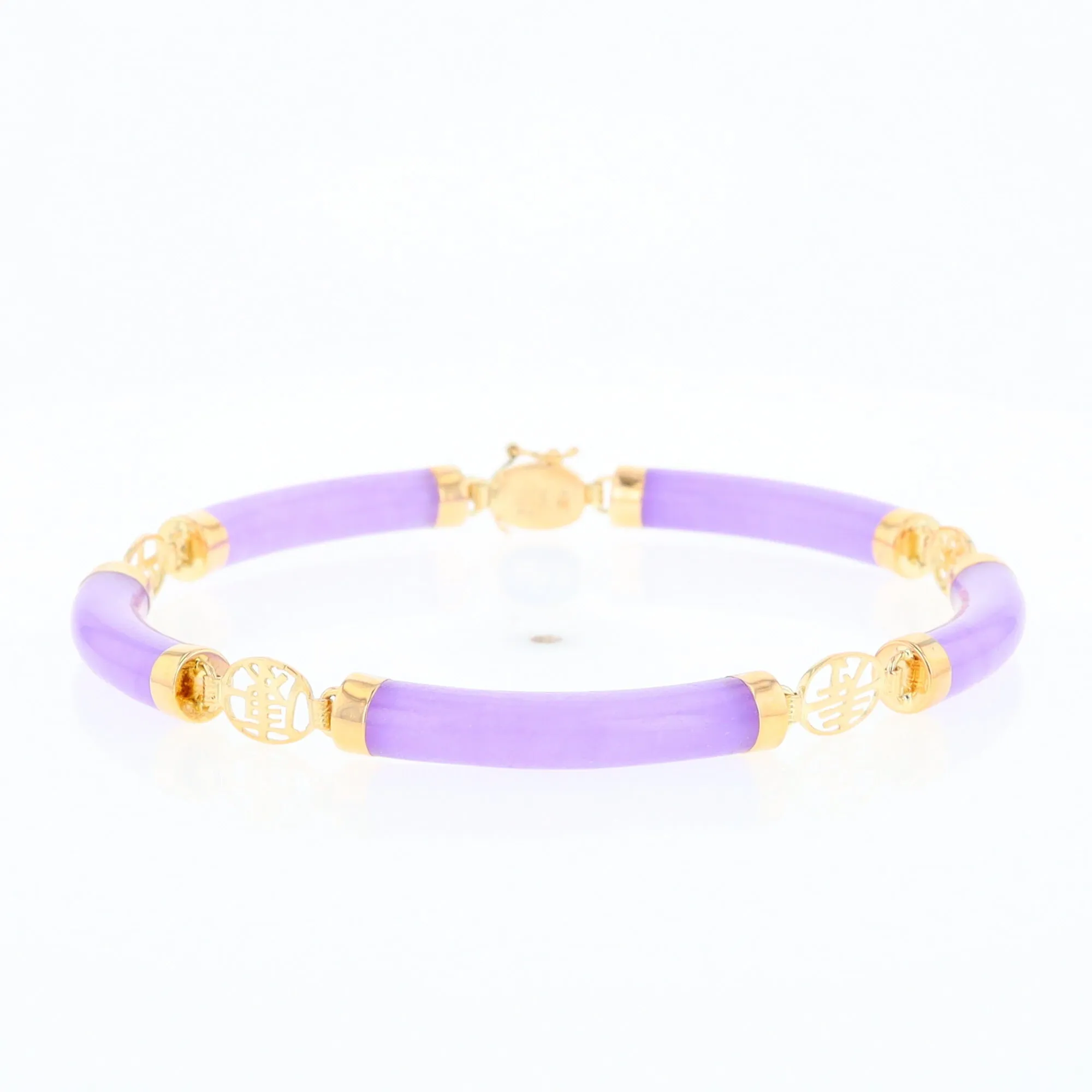Jade Cylinder Link Asian Text Bracelet