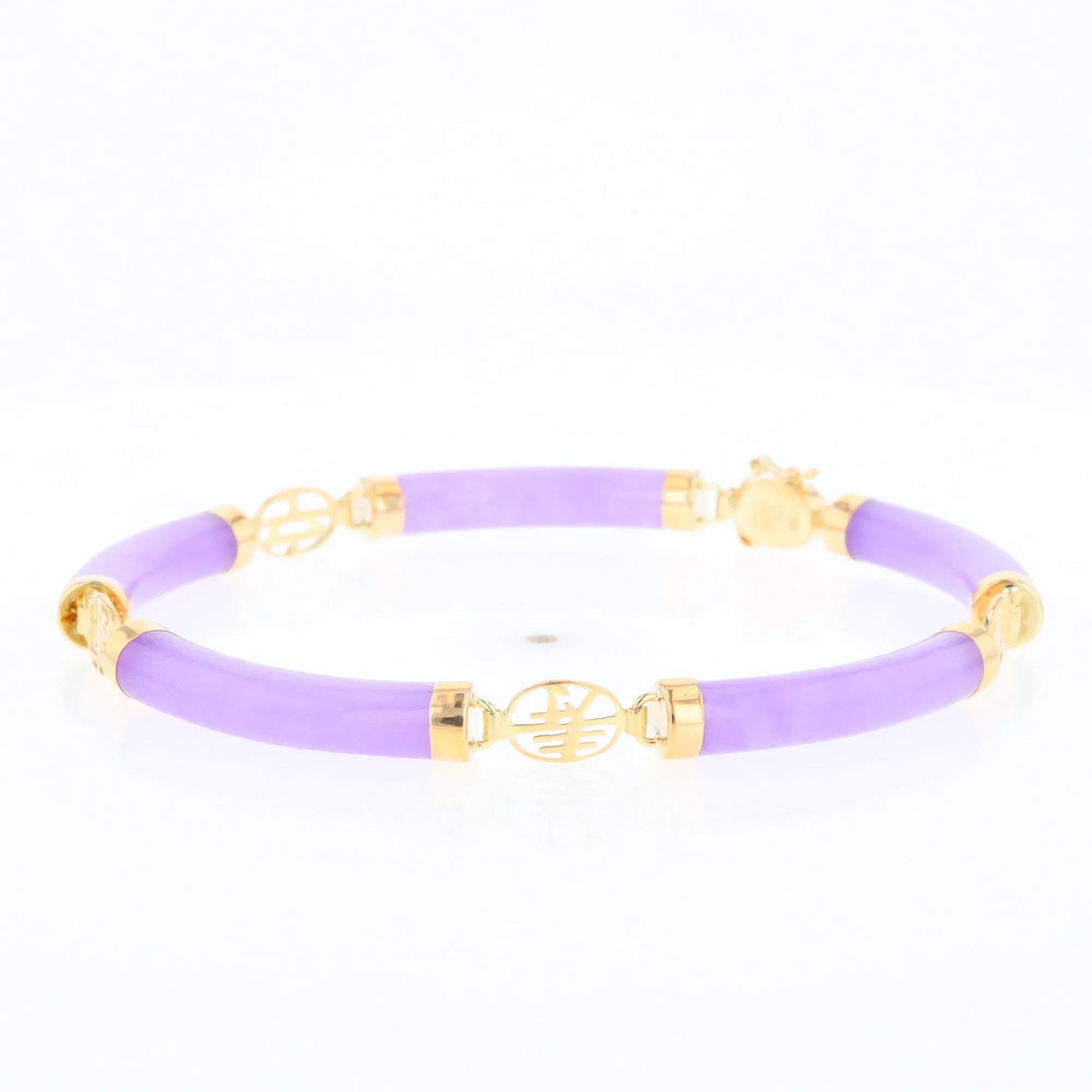Jade Cylinder Link Asian Text Bracelet