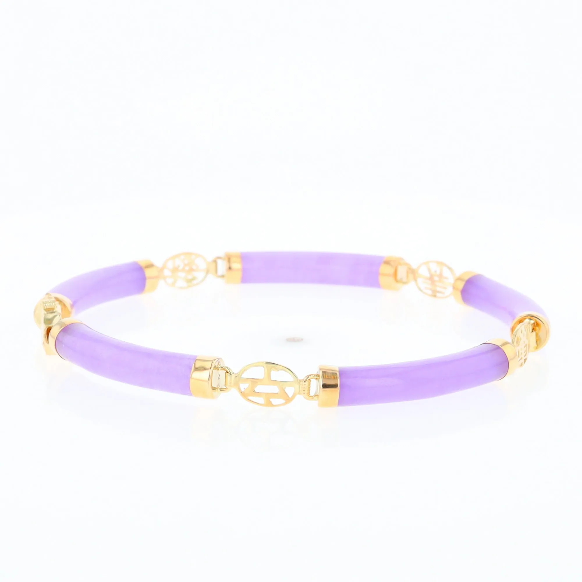 Jade Cylinder Link Asian Text Bracelet